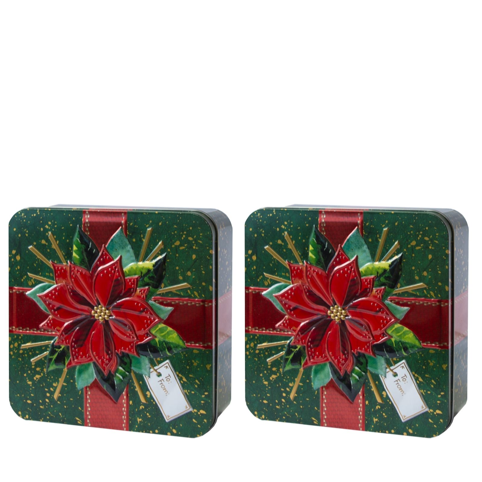 Churchills Set of 2 Poinsettia Biscuit Tins