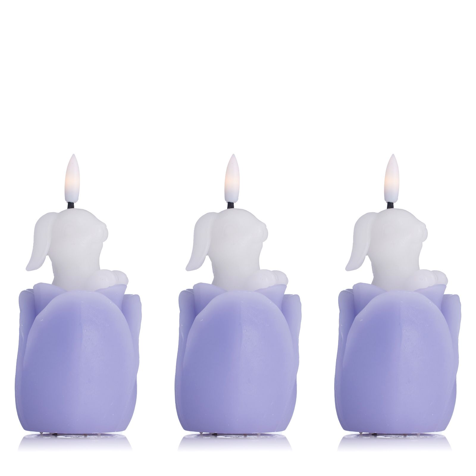 Home Stories Set Of 3 Flameless Wax Bunny Tulip Candles