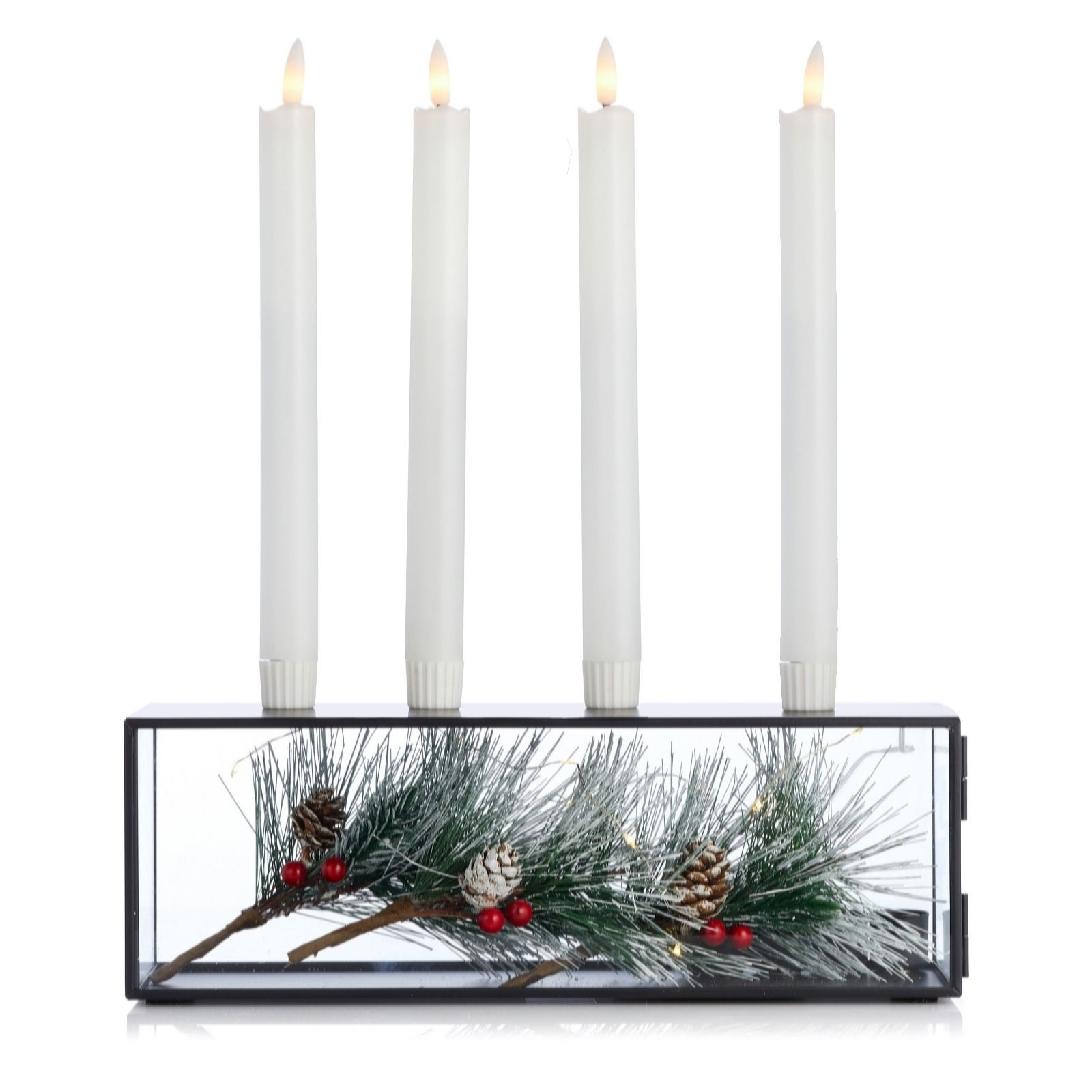 Sara By Sara Davies Faux Candle Display With Greenery Picks