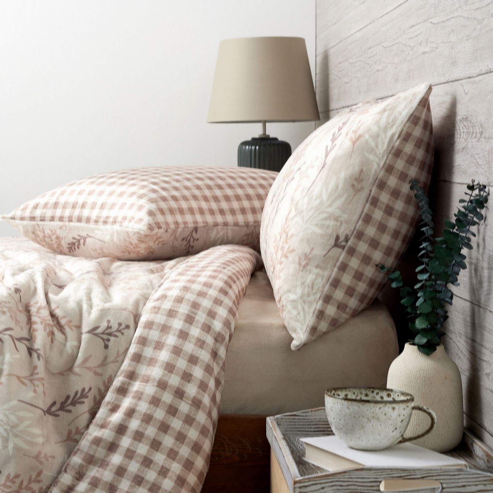 Outlet Cozee Home Reversible Floral Gingham Velvetsoft 4 Piece Duvet Set