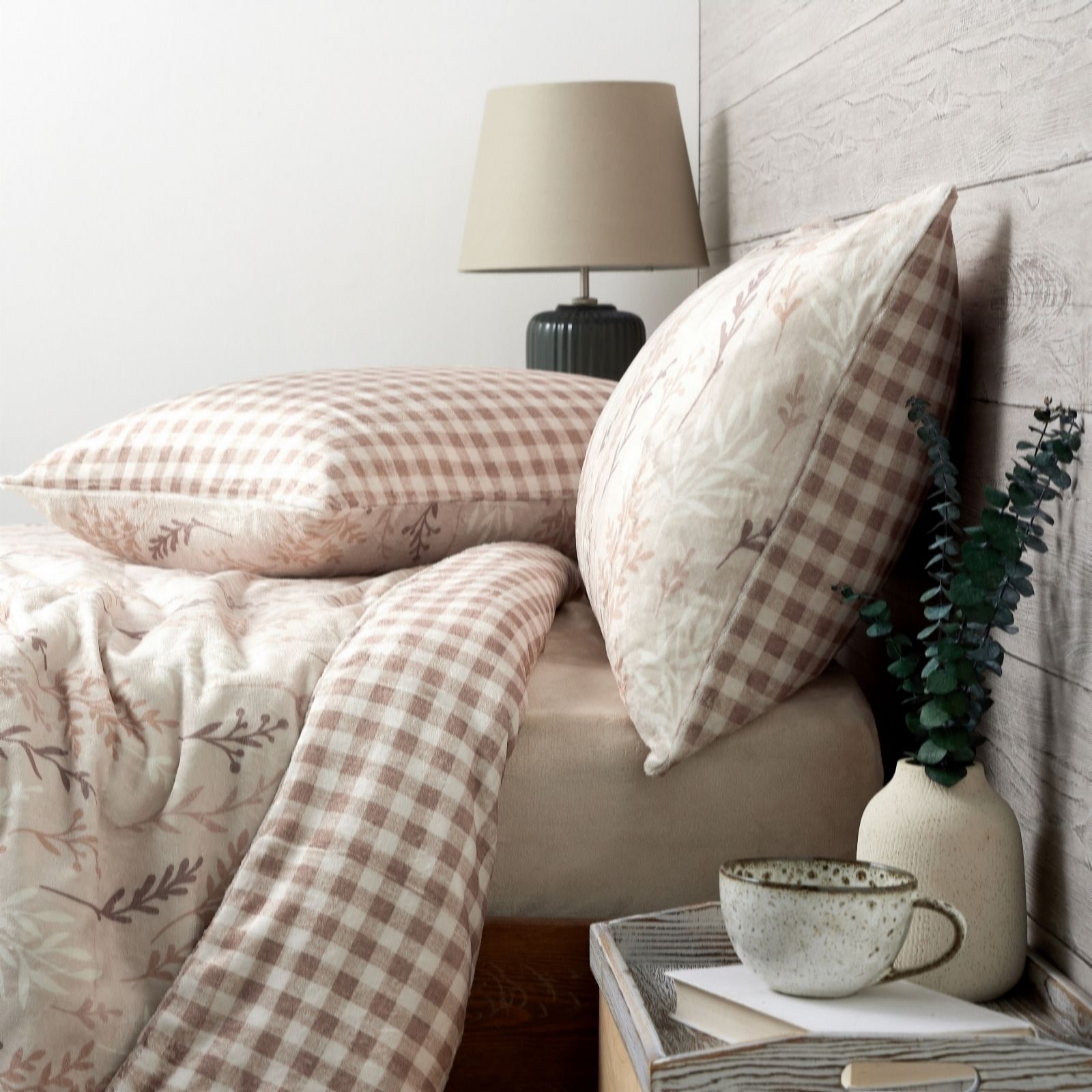 Outlet Cozee Home Reversible Floral Gingham Velvetsoft 4 Piece Duvet Set