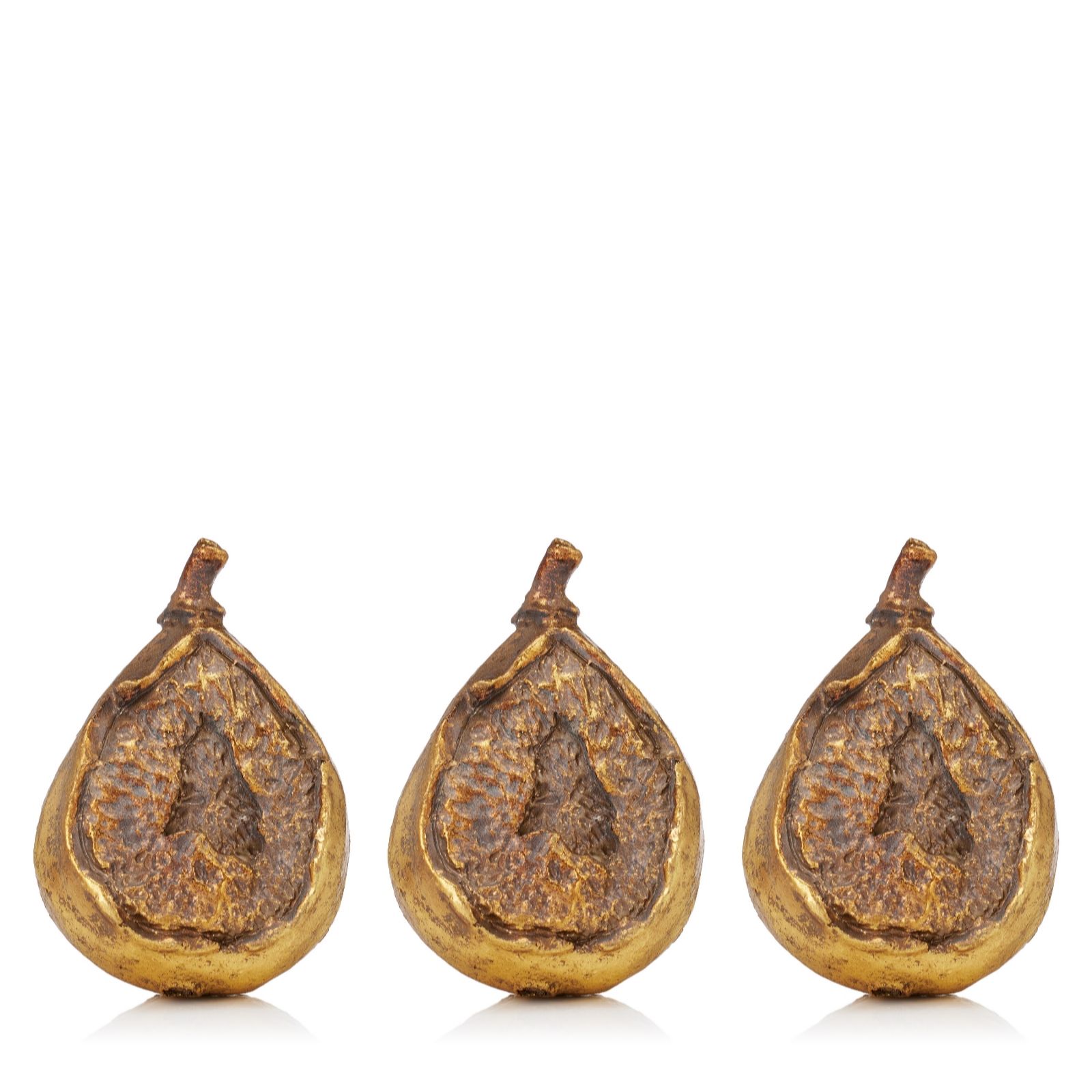 Home Stories Set of 3 Antique Gold Figs
