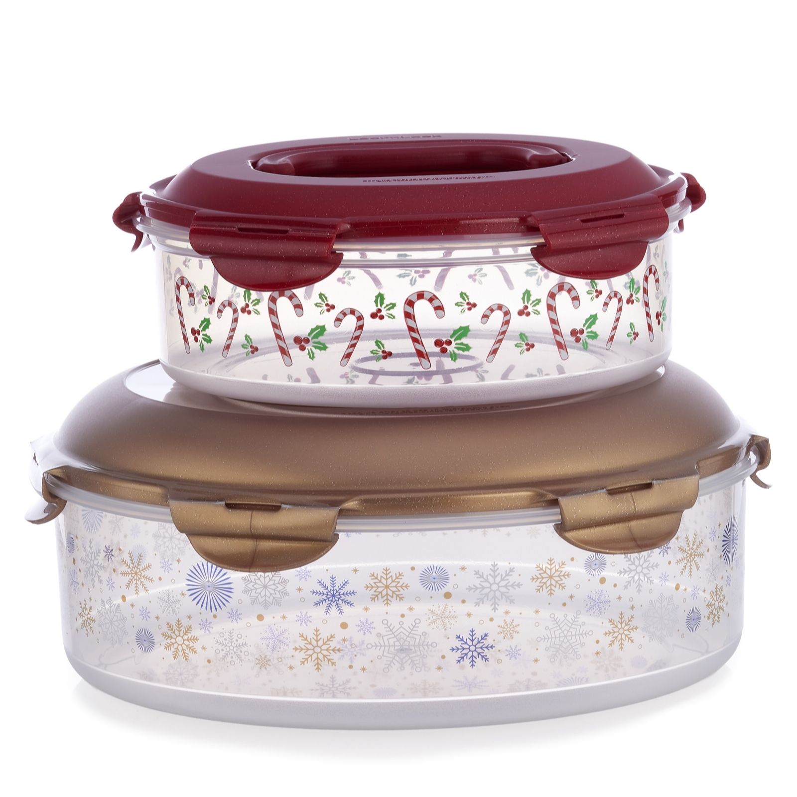 LocknLock Set of 2 Festive Carriers with Handle Lids