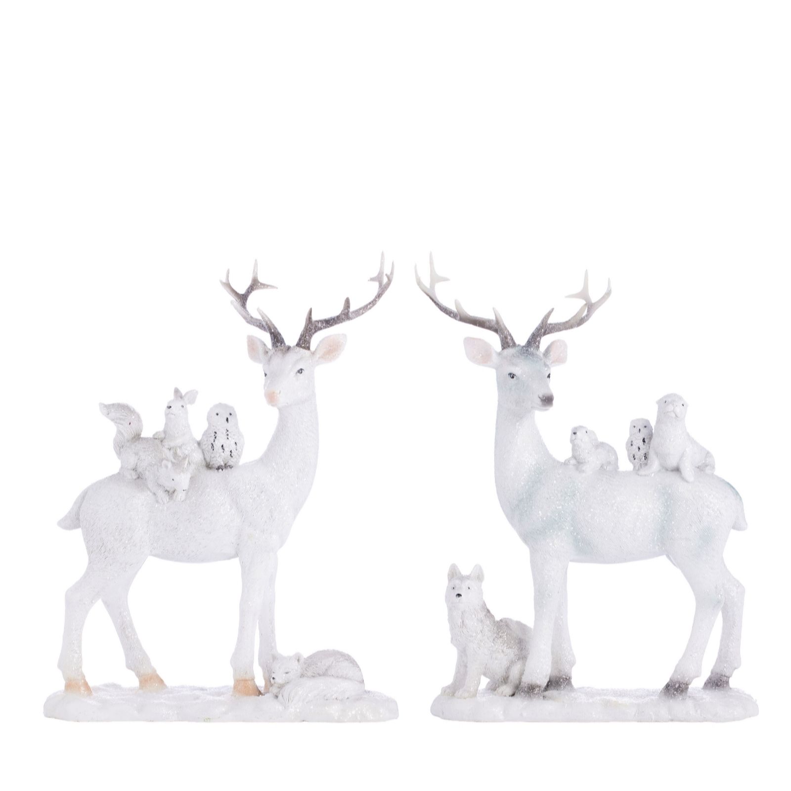 Outlet Festive Set Of 2 Enchanted Reindeer With Animals