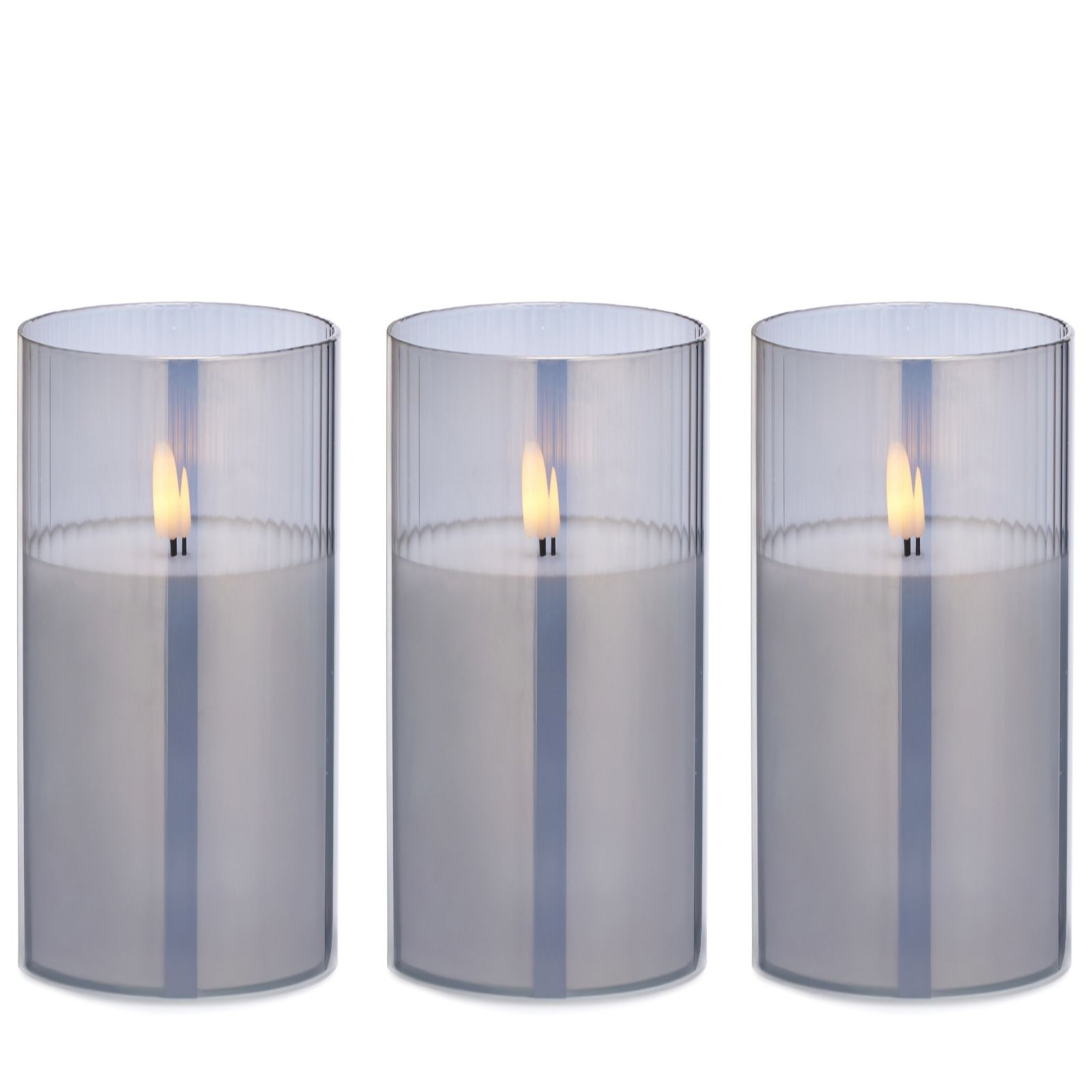 Home Stories Set Of 3 15cm LED Flameless Candle in Glass Holder