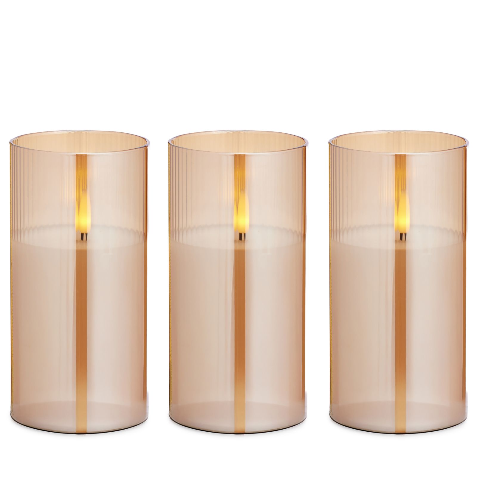 Home Stories Set Of 3 15cm LED Flameless Candle in Glass Holder