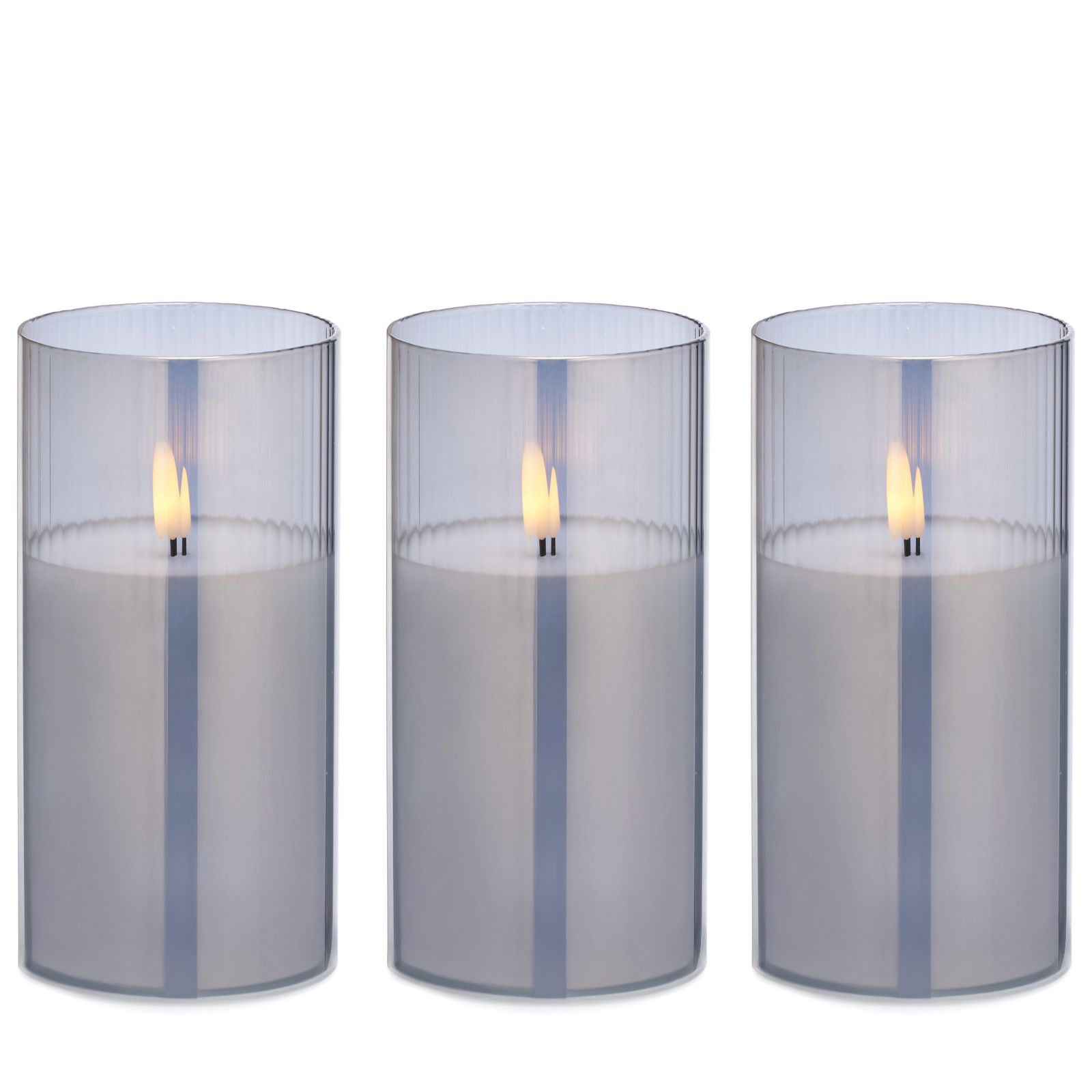 Home Stories Set Of 3 15cm LED Flameless Candle in Glass Holder
