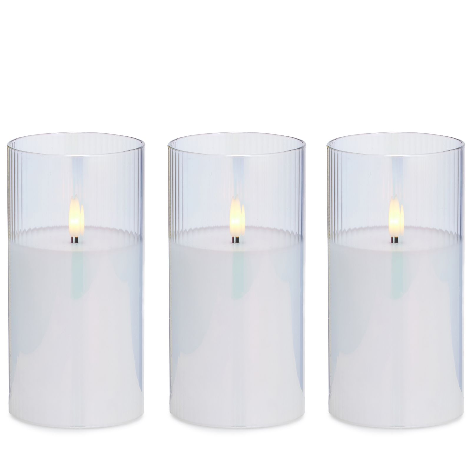 Home Stories Set Of 3 15cm LED Flameless Candle in Glass Holder