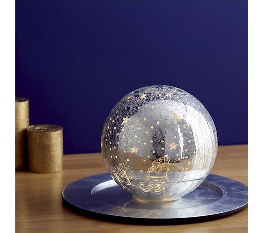 Outlet Pre-Lit Mirrored Scenic Crackle Glass Sphere
