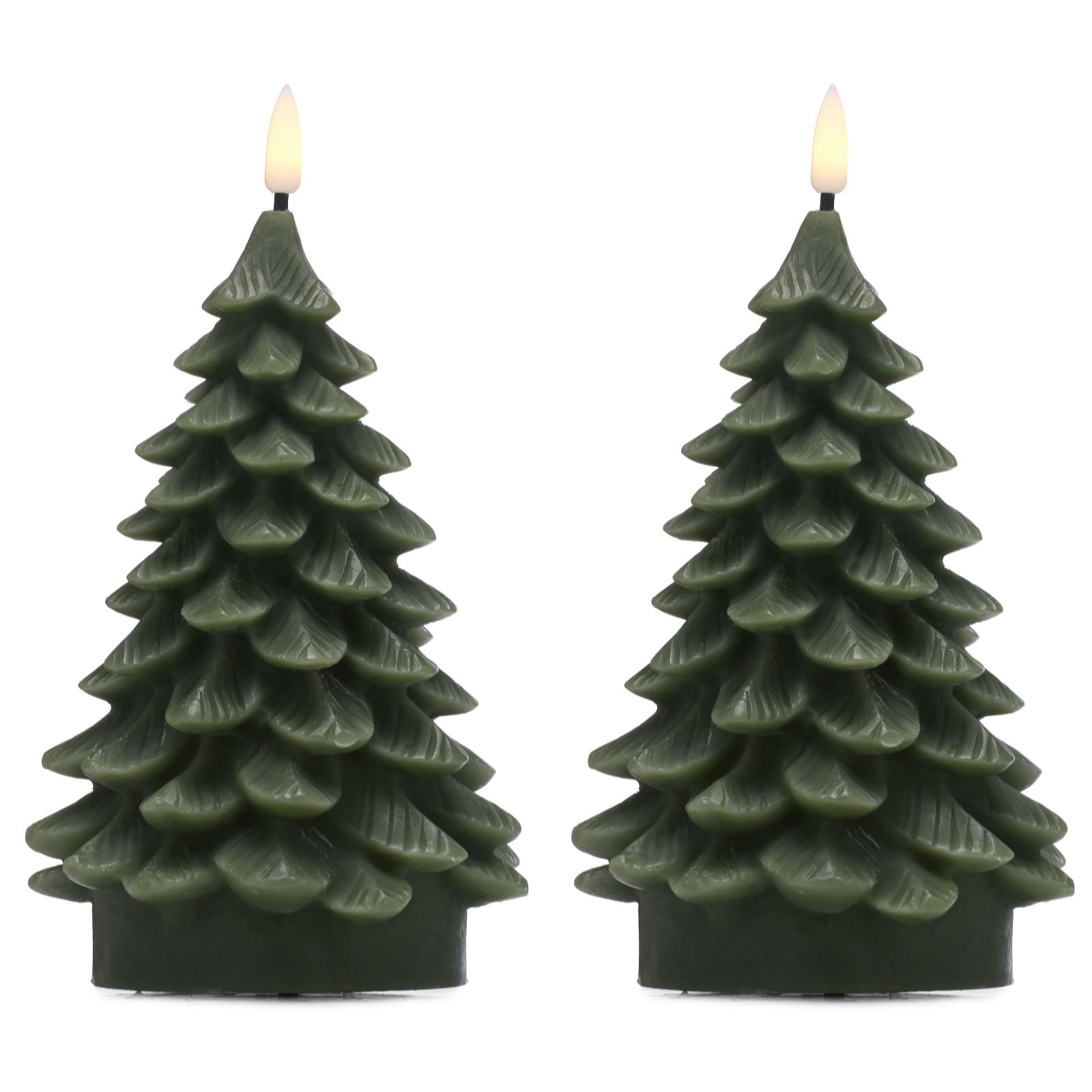 Home Stories 20cm Flameless Set Of 2 Wax Christmas Tree Candles