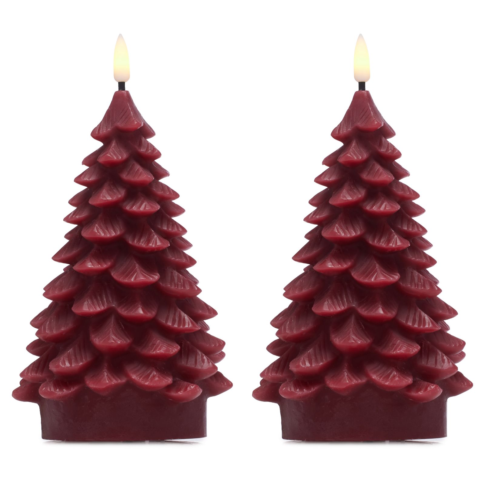 Home Stories 20cm Flameless Set Of 2 Wax Christmas Tree Candles