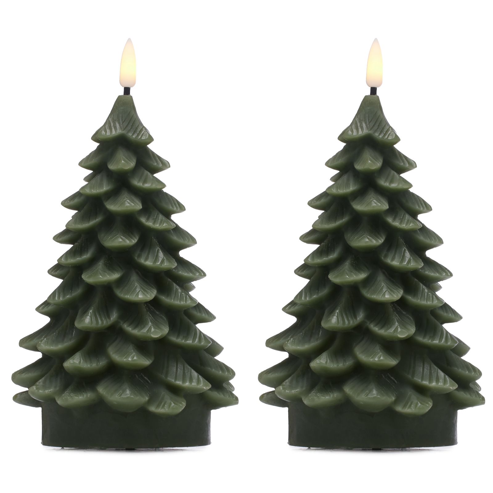 Home Stories 20cm Flameless Set Of 2 Wax Christmas Tree Candles
