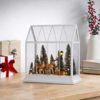 Home Stories Pre Lit Large Snow Village in Glass House