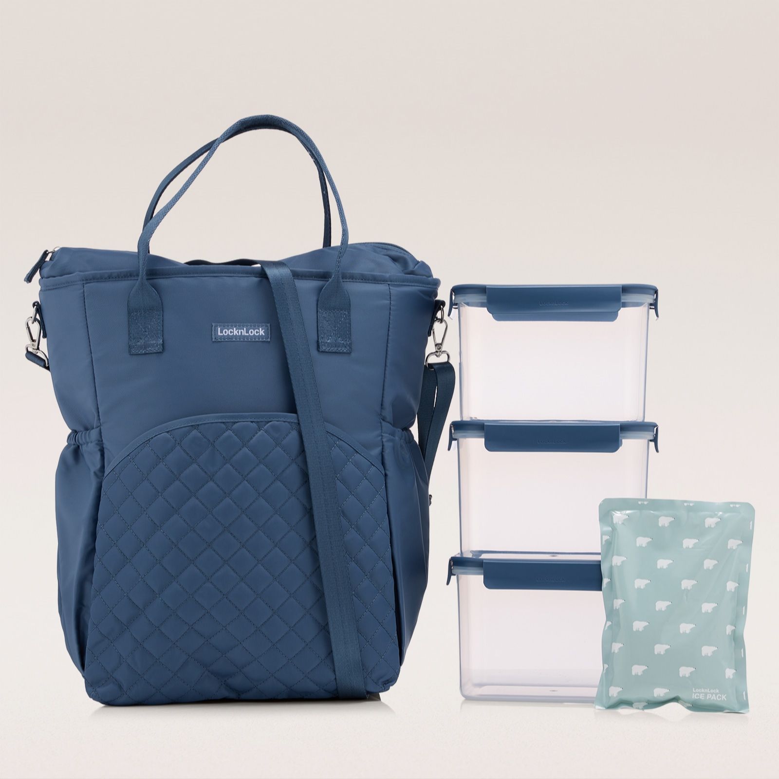 LocknLock Large Lunch Bag with Set of 3 Containers
