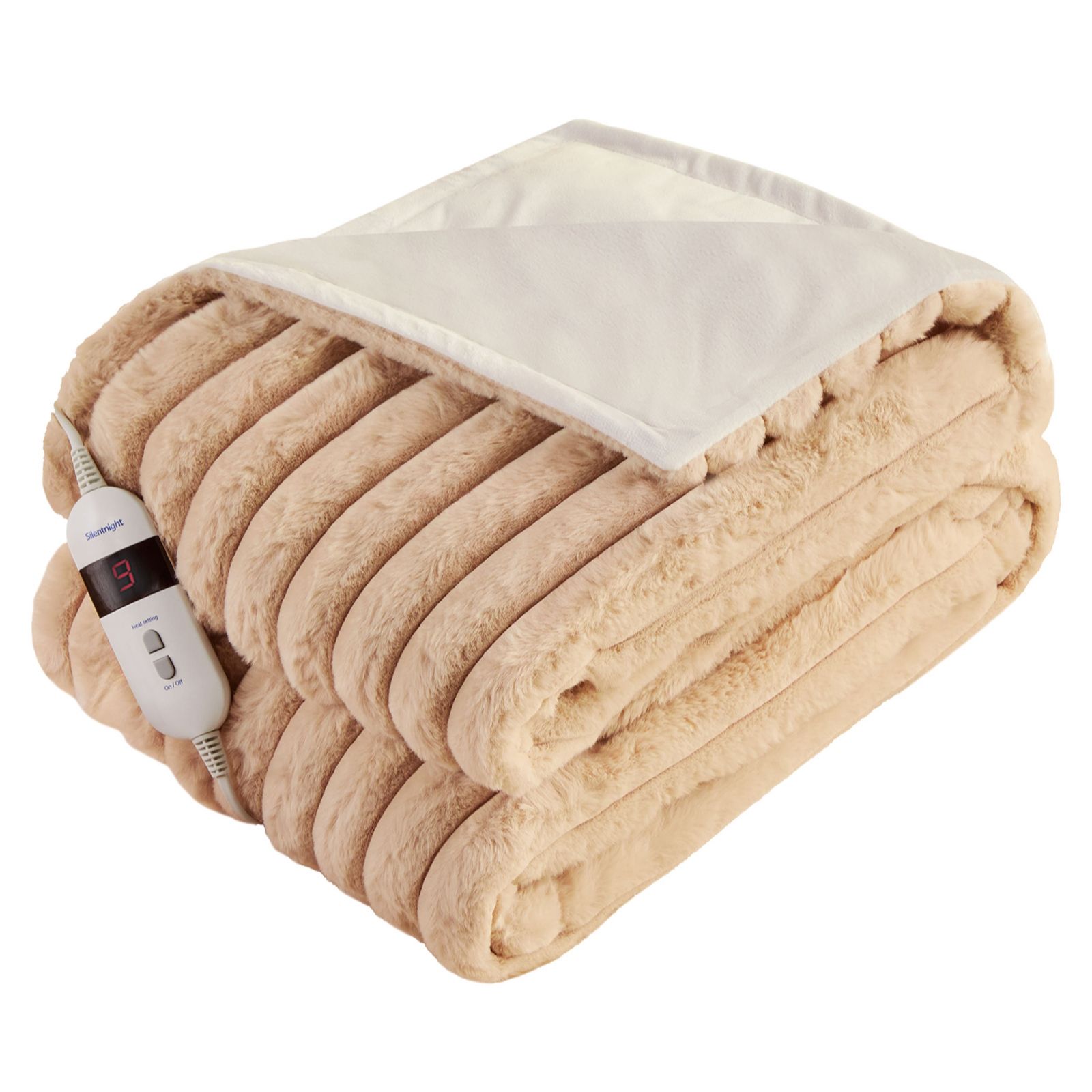 Silentnight Luxury Ribbed Faux Fur Heated Throw