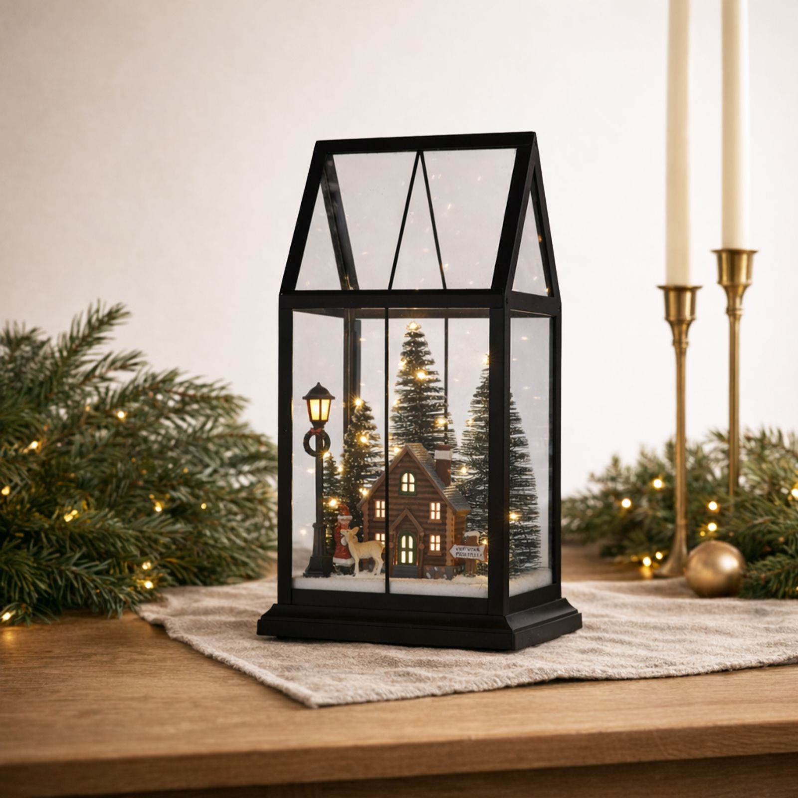 Home Stories Pre Lit Medium Snow Scene Decor