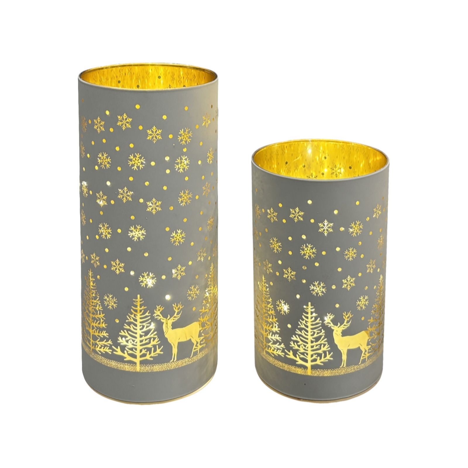 My Home Stories Set of 2 Winter Scene in Jar with Rice Lights