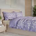 Cozee Home Velvetsoft Reversible Floral Geo 4 Piece Duvet Set