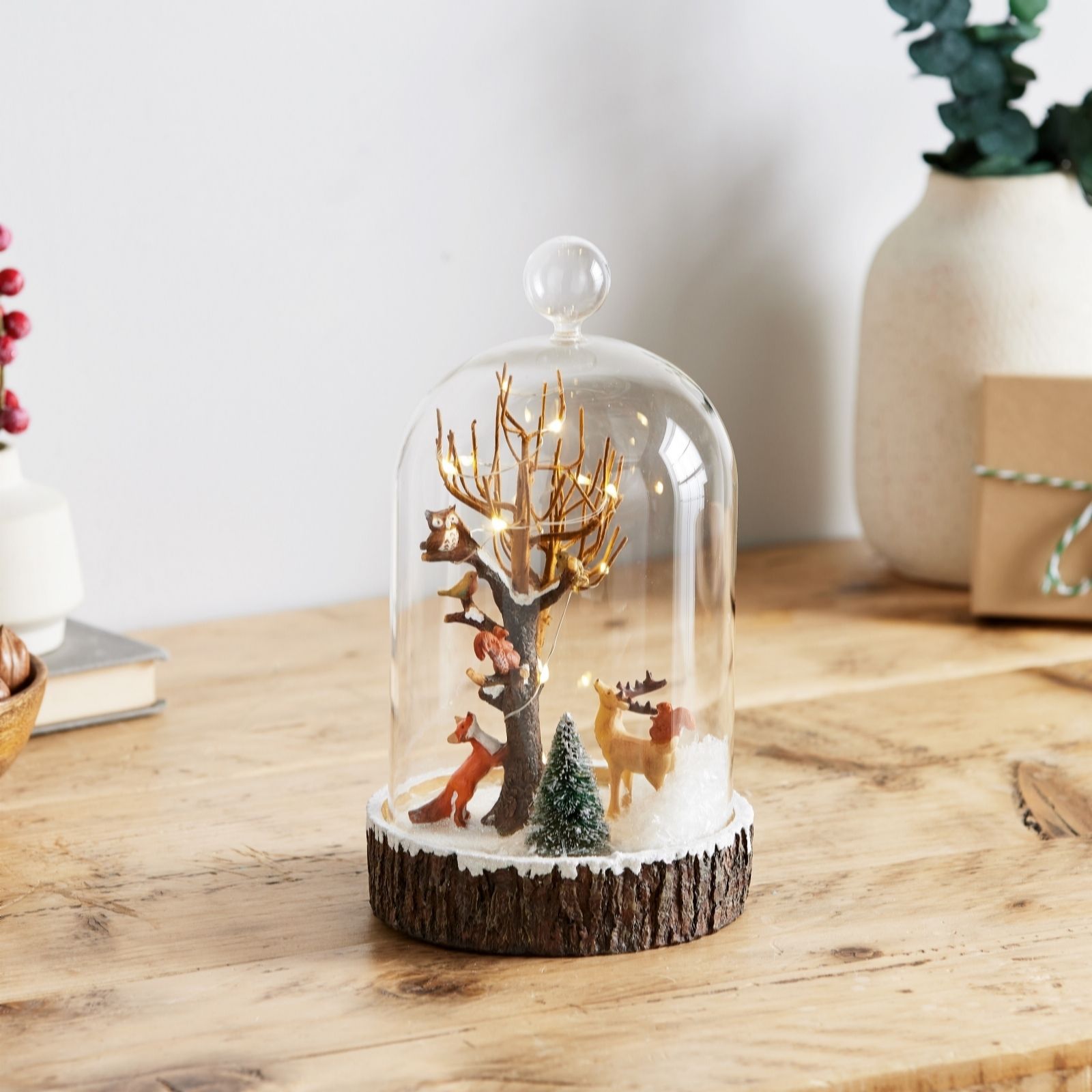 Outlet My Home Stories Pre-Lit Winter Scene in Glass Cloche