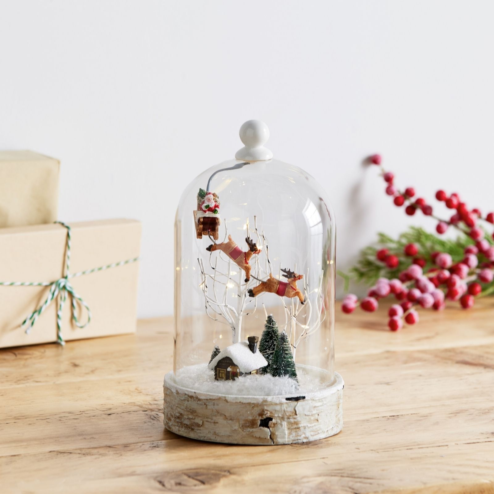 Outlet My Home Stories Pre-Lit Winter Scene in Glass Cloche