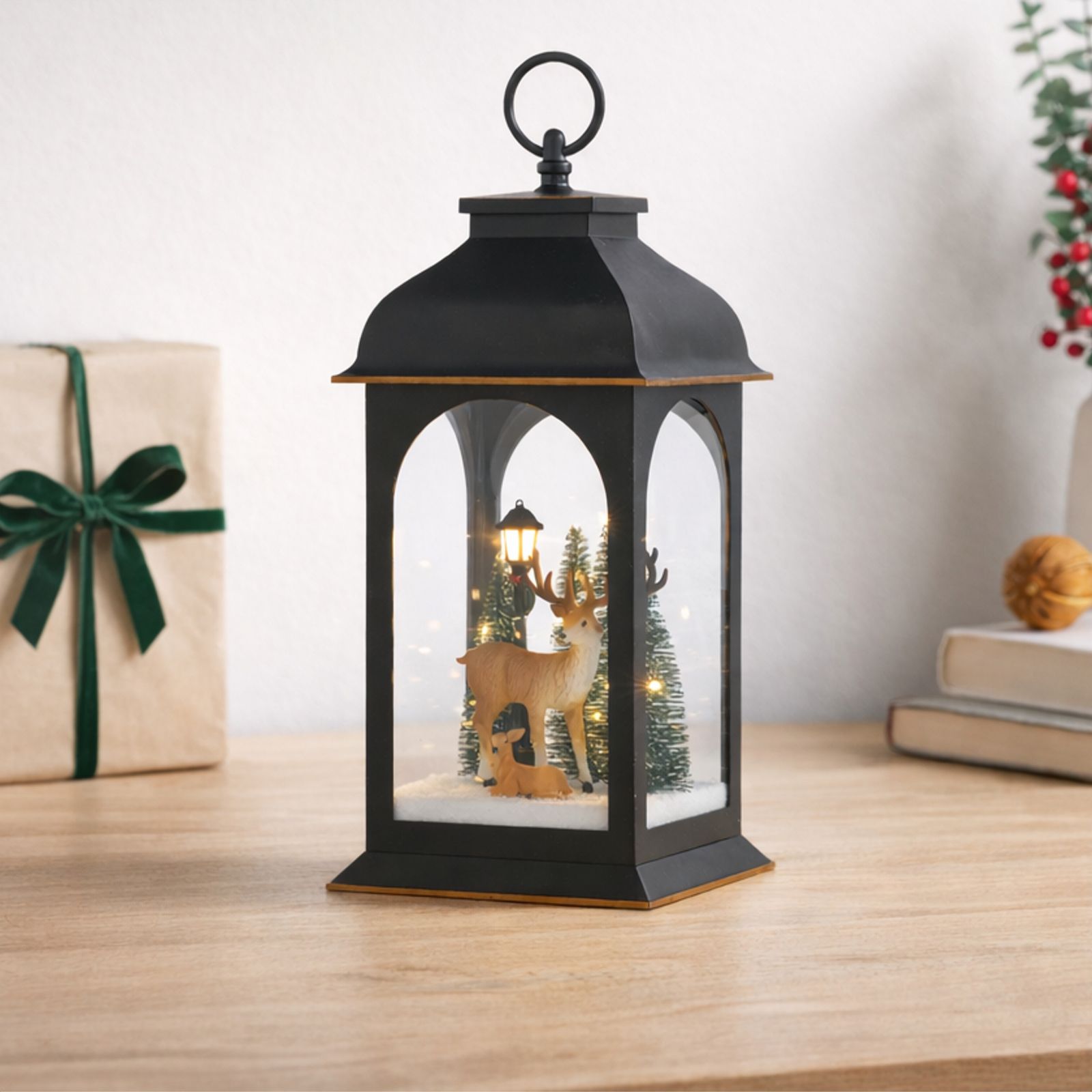 Home Stories 35cm Tall Pre Lit Christmas Scene Lantern