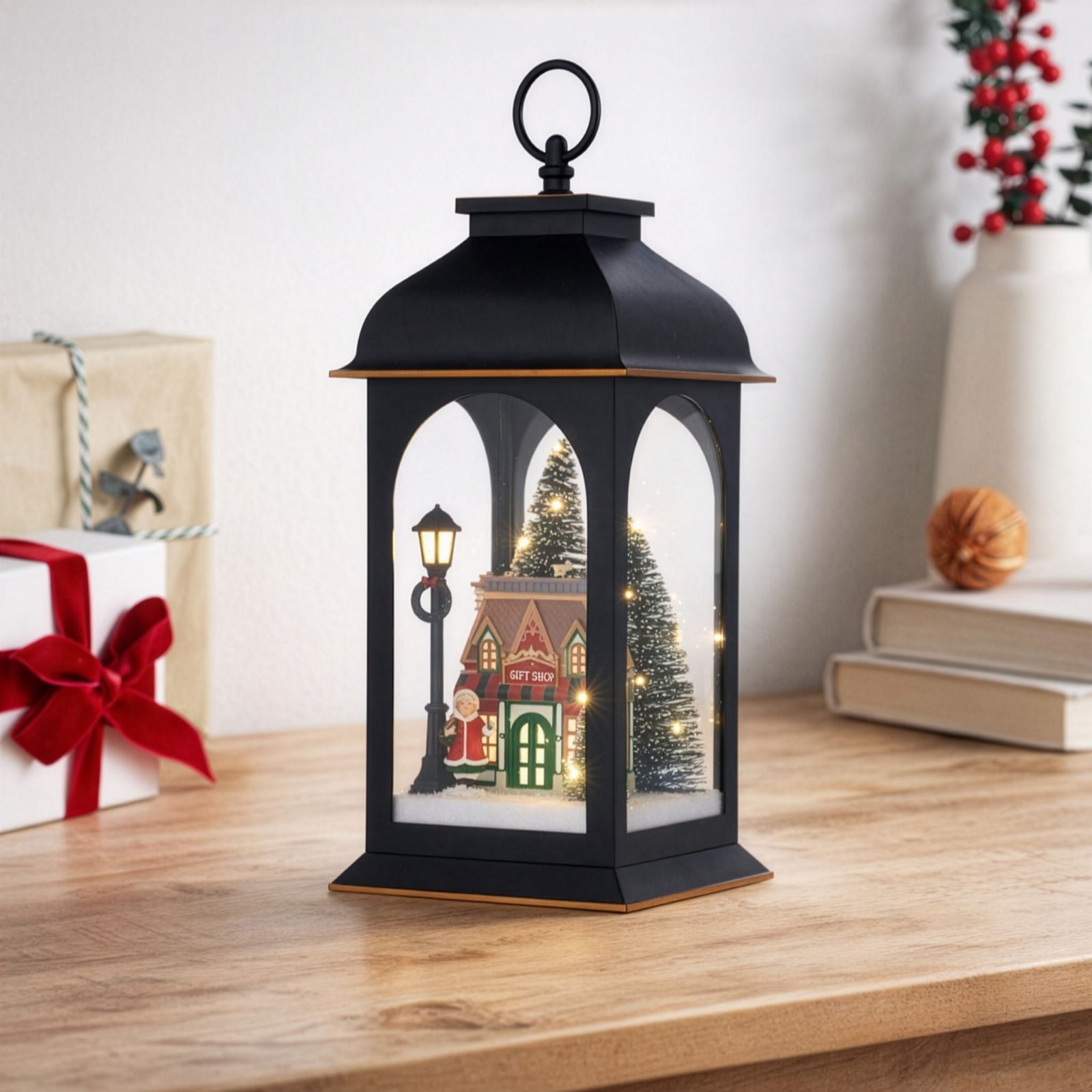 Home Stories 35cm Tall Pre Lit Christmas Scene Lantern