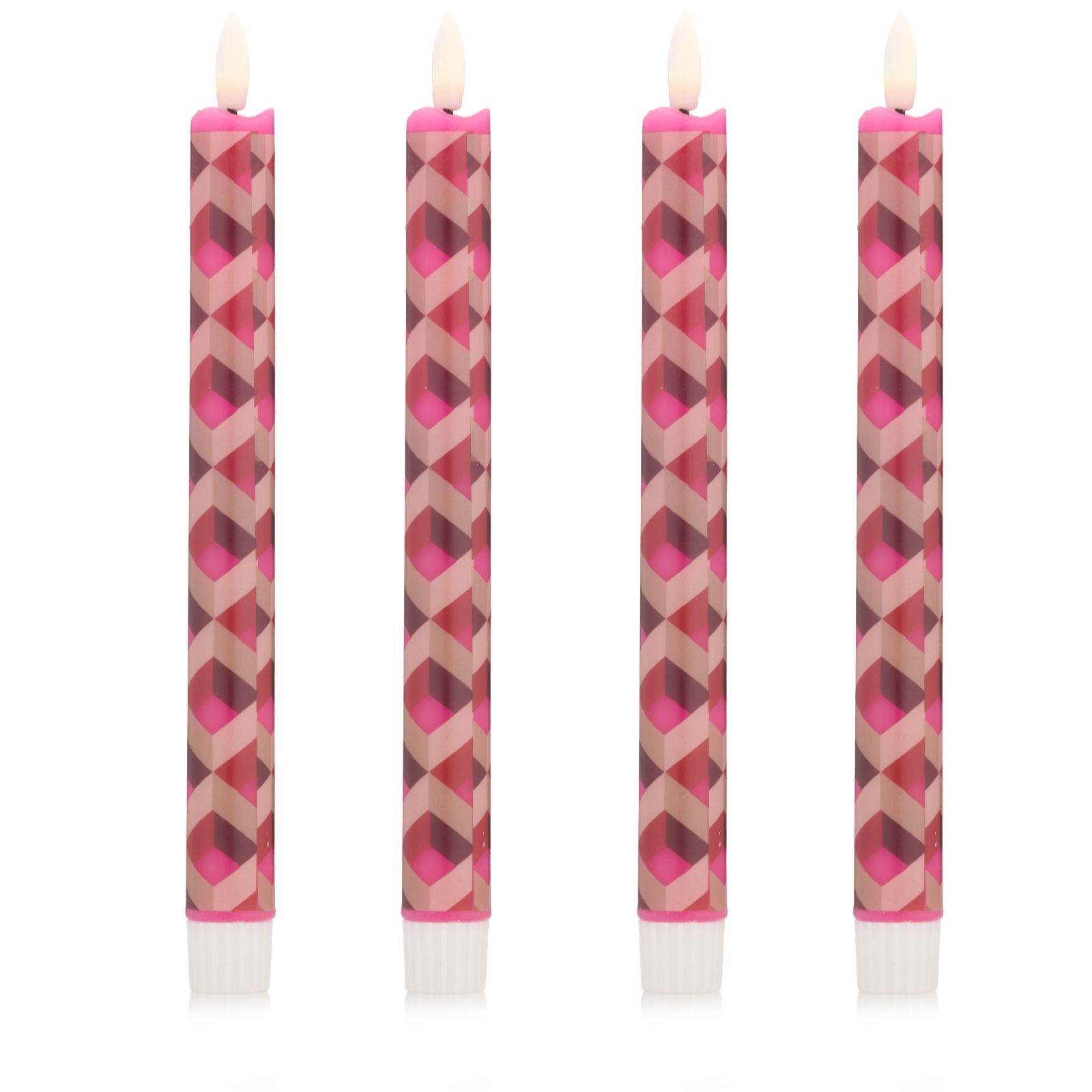 BundleBerry by Amanda Holden Set of 4 Printed LED Candles in Gift Box
