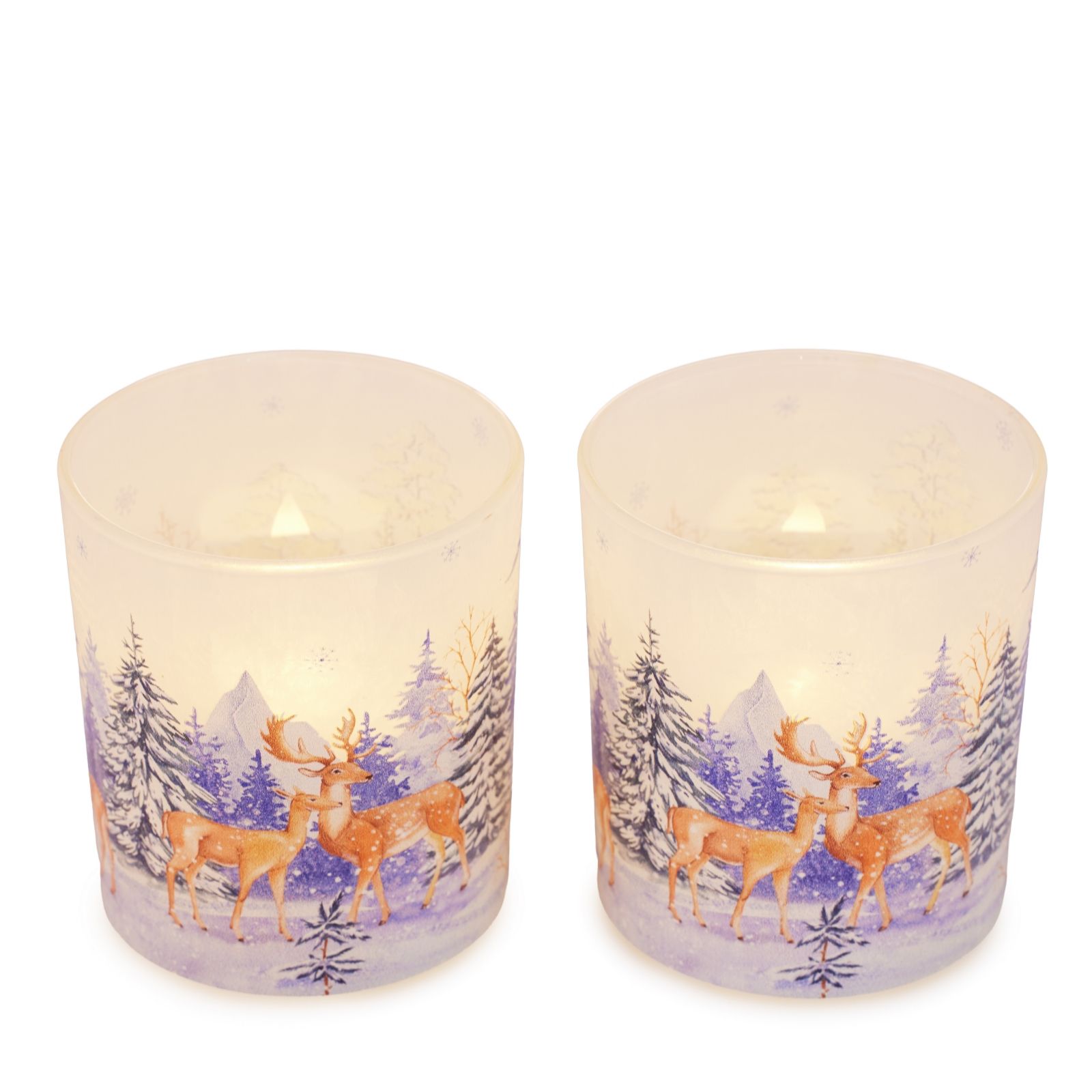 Santa Express Set of 2 Candle Holder with LED Pre Lit Candle