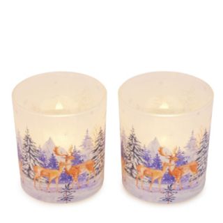 Santa Express Set of 2 Candle Holder with LED Pre Lit Candle