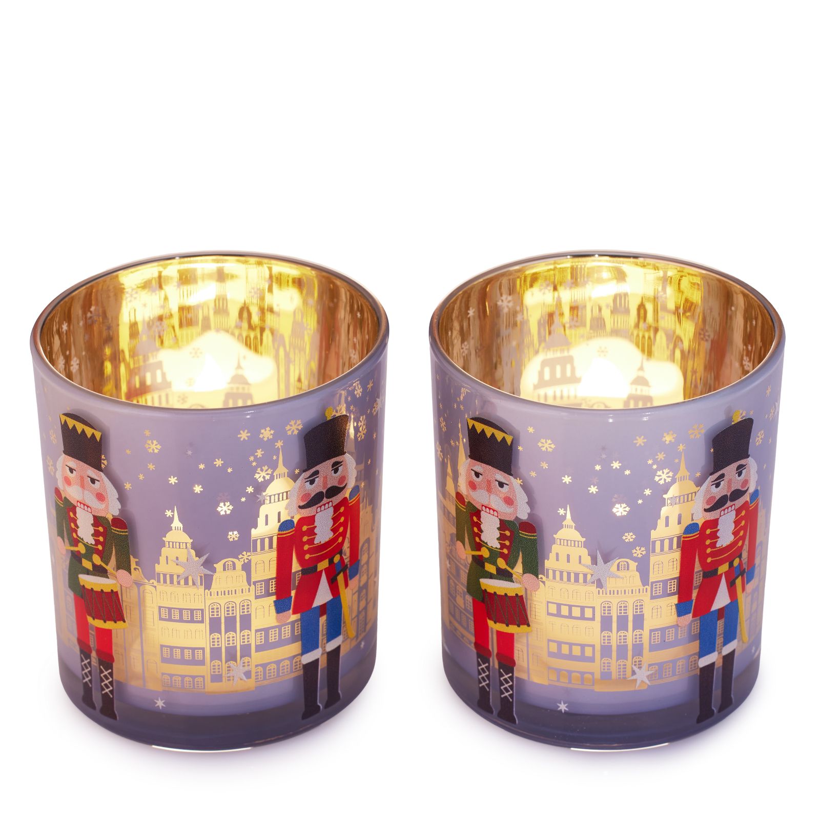 Santa Express Set of 2 Candle Holder with LED Pre Lit Candle