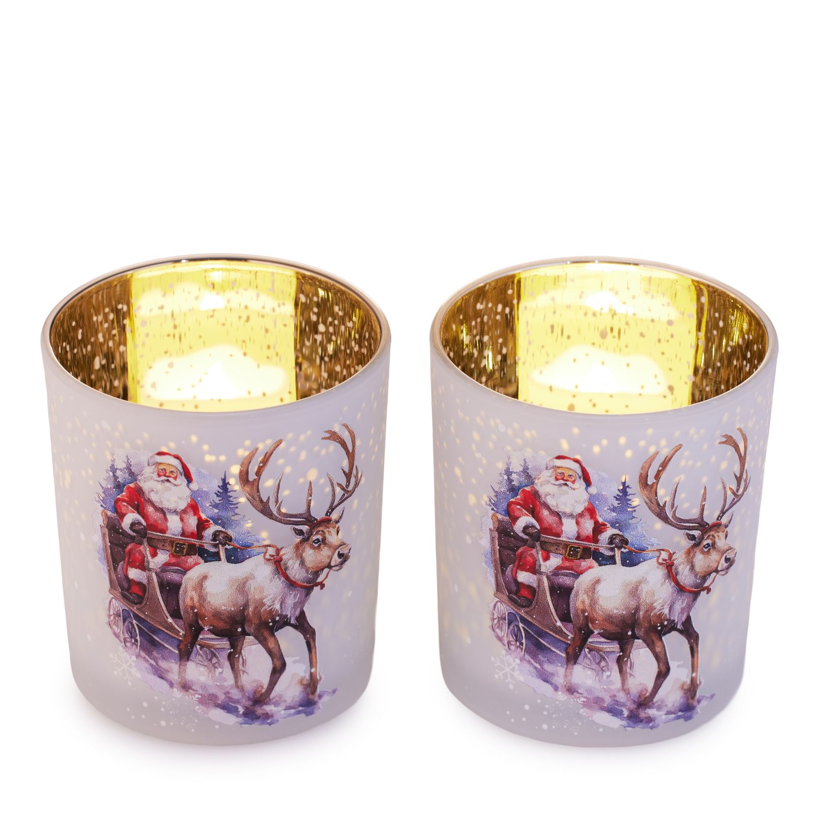 Santa Express Set of 2 Candle Holder with LED Pre Lit Candle
