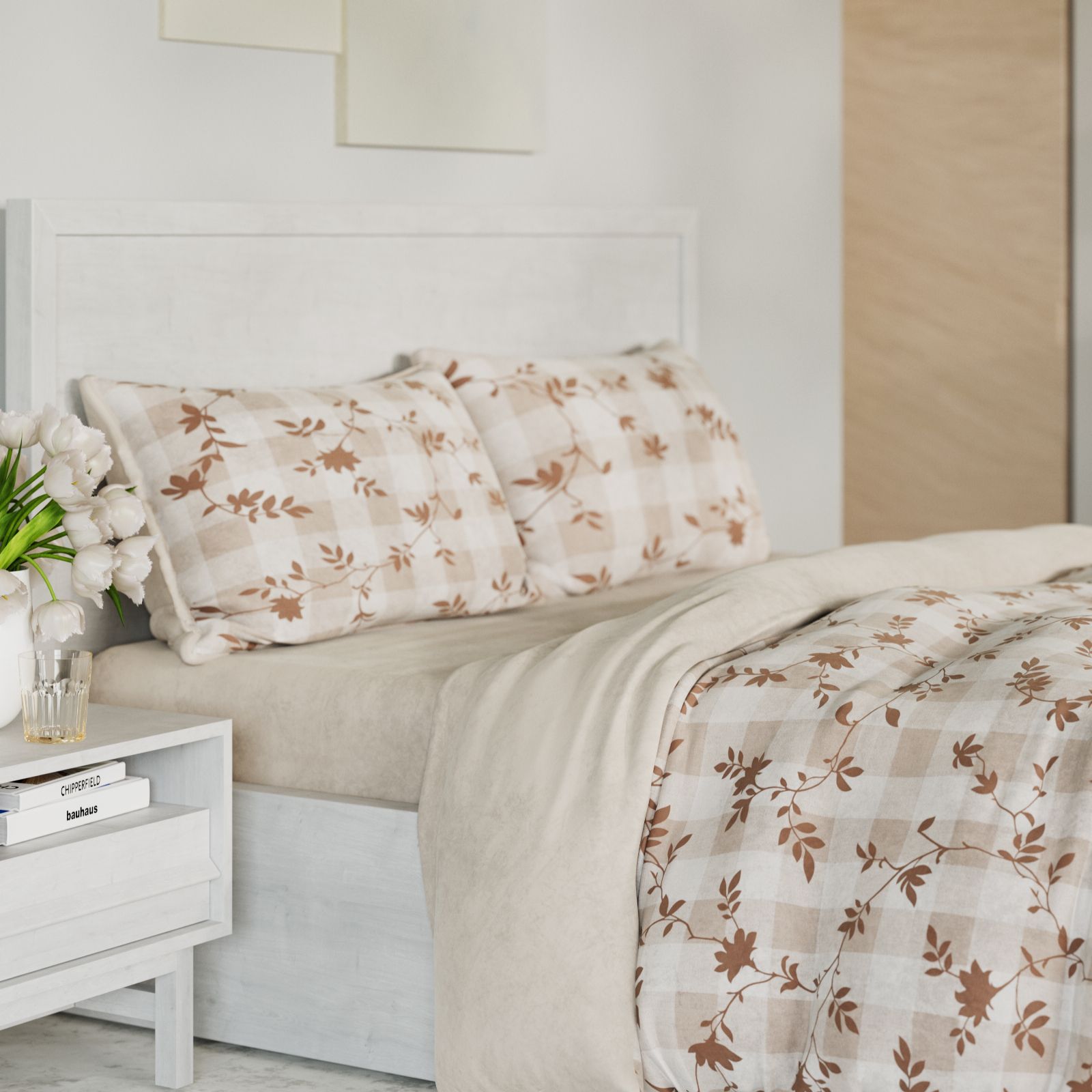 Cozee Home Velvetsoft Floral Gingham 4 Piece Duvet Set