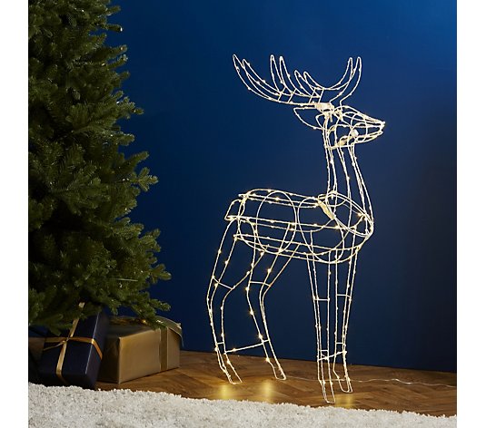 Festive Indoor /Outdoor Pre-Lit LED White Metal Deer