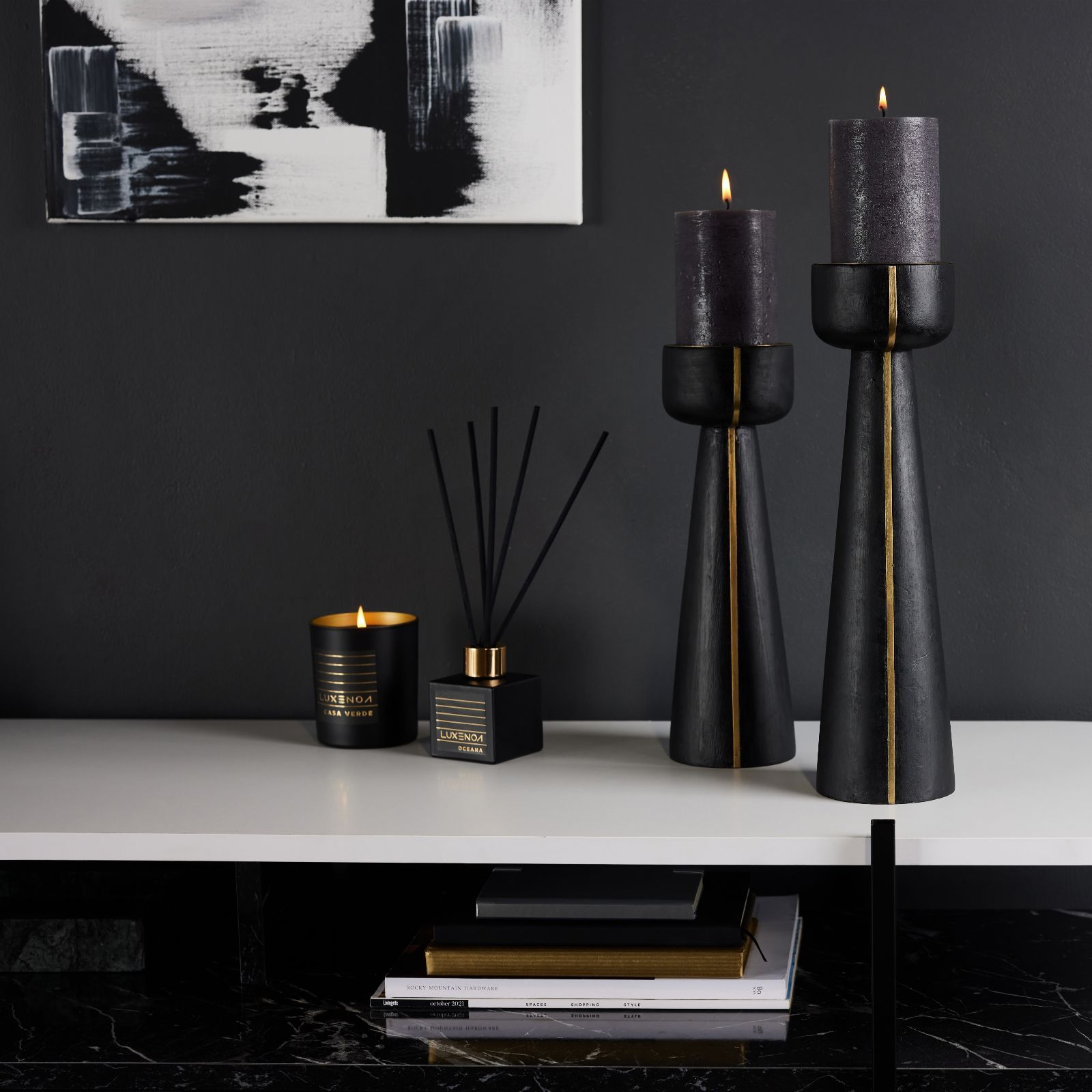 Outlet Luxenoa Set of 2 Pillar Candle Holders QVC UK