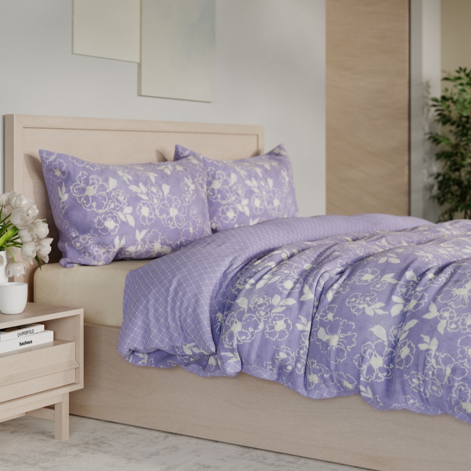 Outlet Cozee Home Velvetsoft Floral Geo 4 Piece Duvet Set