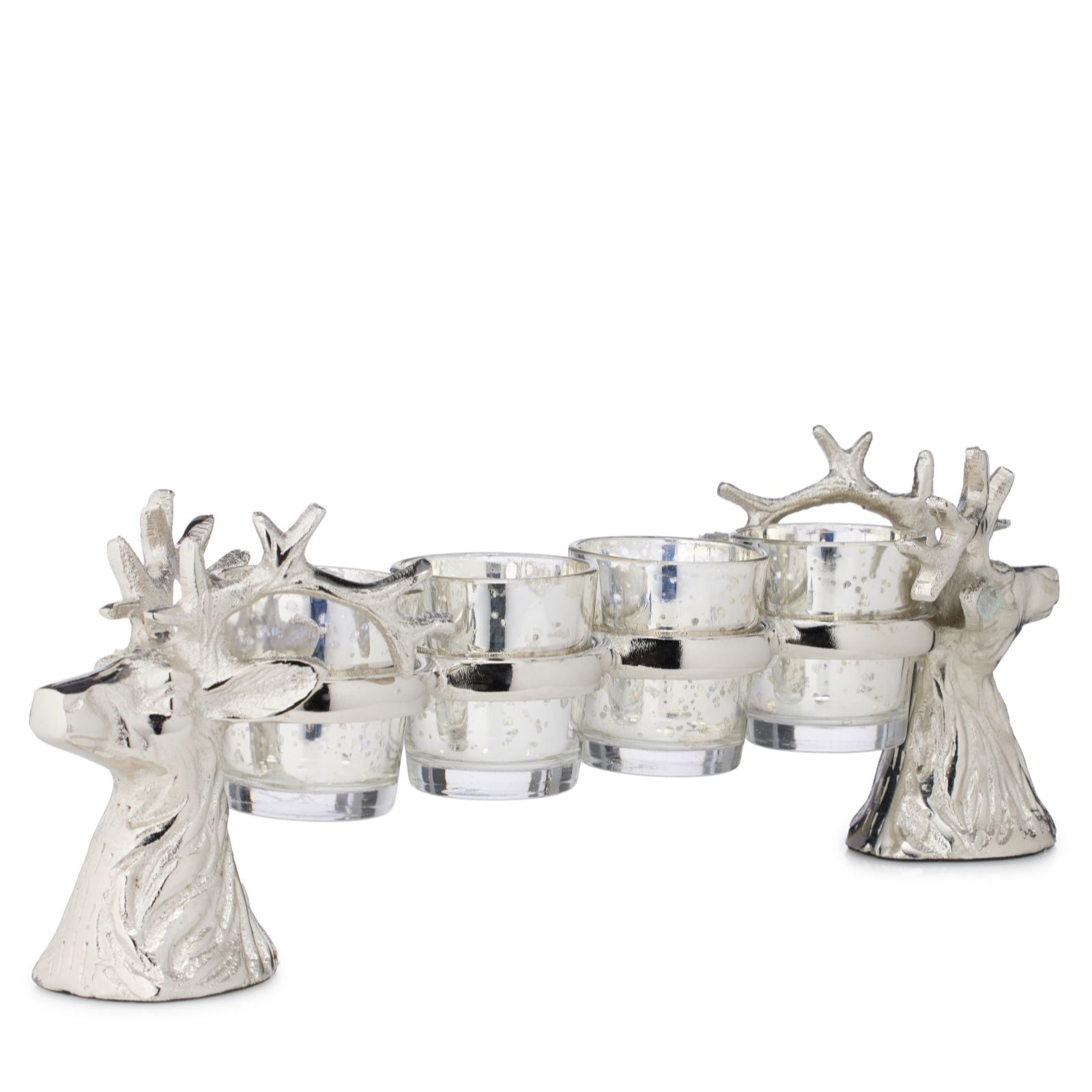Home Stories 35cm 4 Glass Stag Candle Holder Display