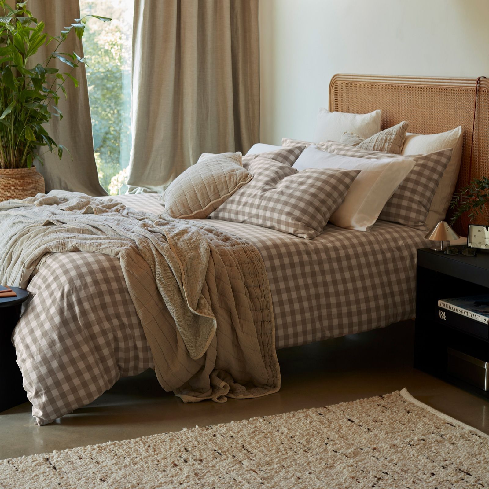 Secret Linen Store Gilbert Gingham Brushed Organic Cotton 3 Piece Duvet Set