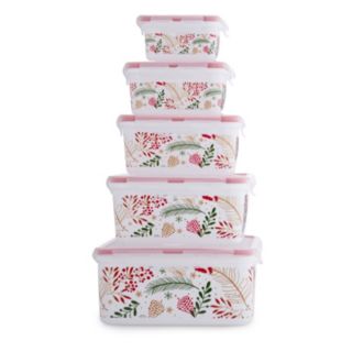 Cook's Essentials Set of 5 Christmas Food Storage Boxes
