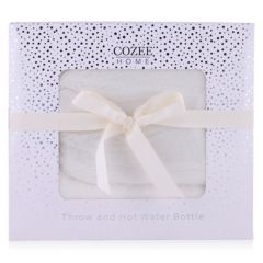 Cozee Home Faux Fur Throw and Water Bottle Gift Set