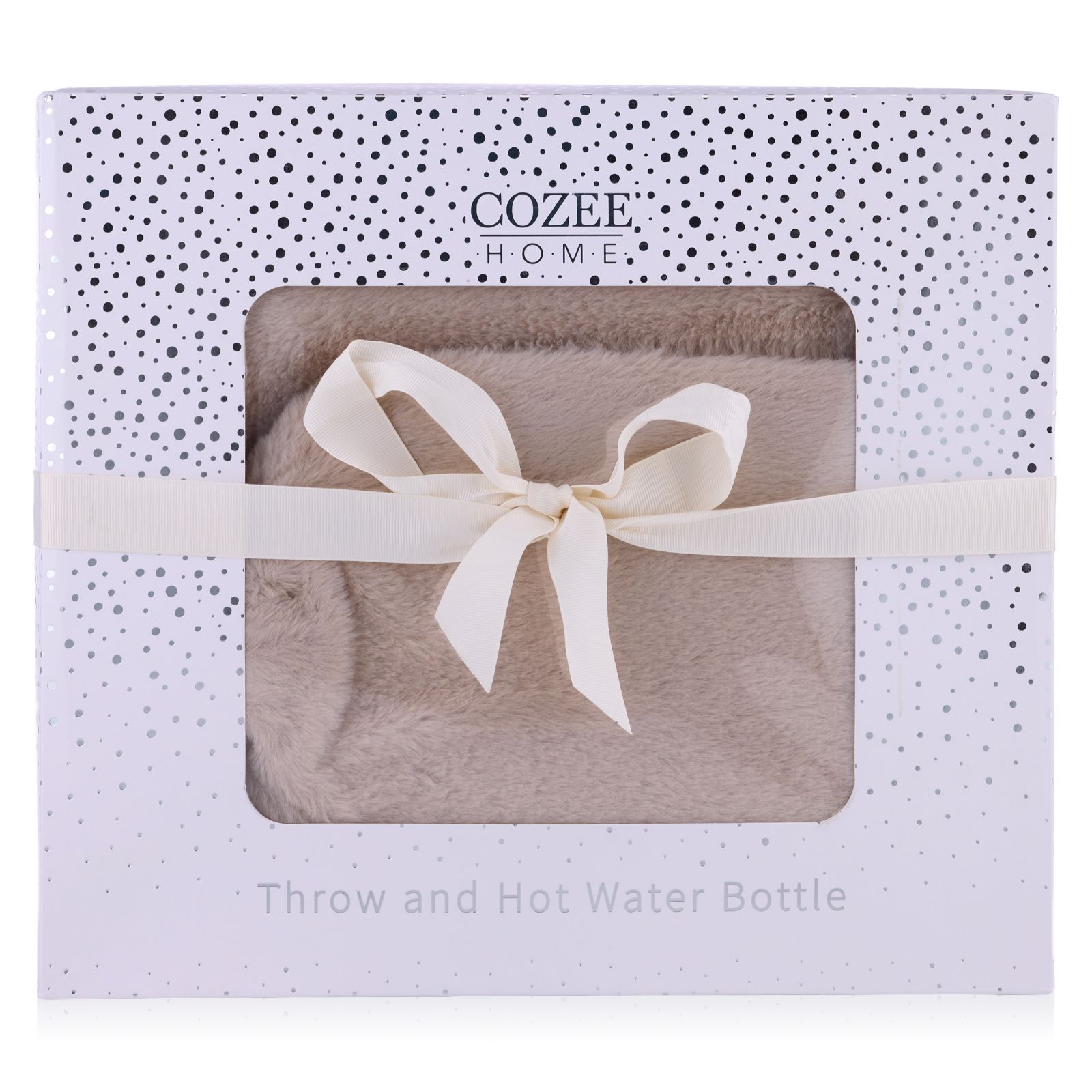 Cozee Home Faux Fur Throw and Water Bottle Gift Set