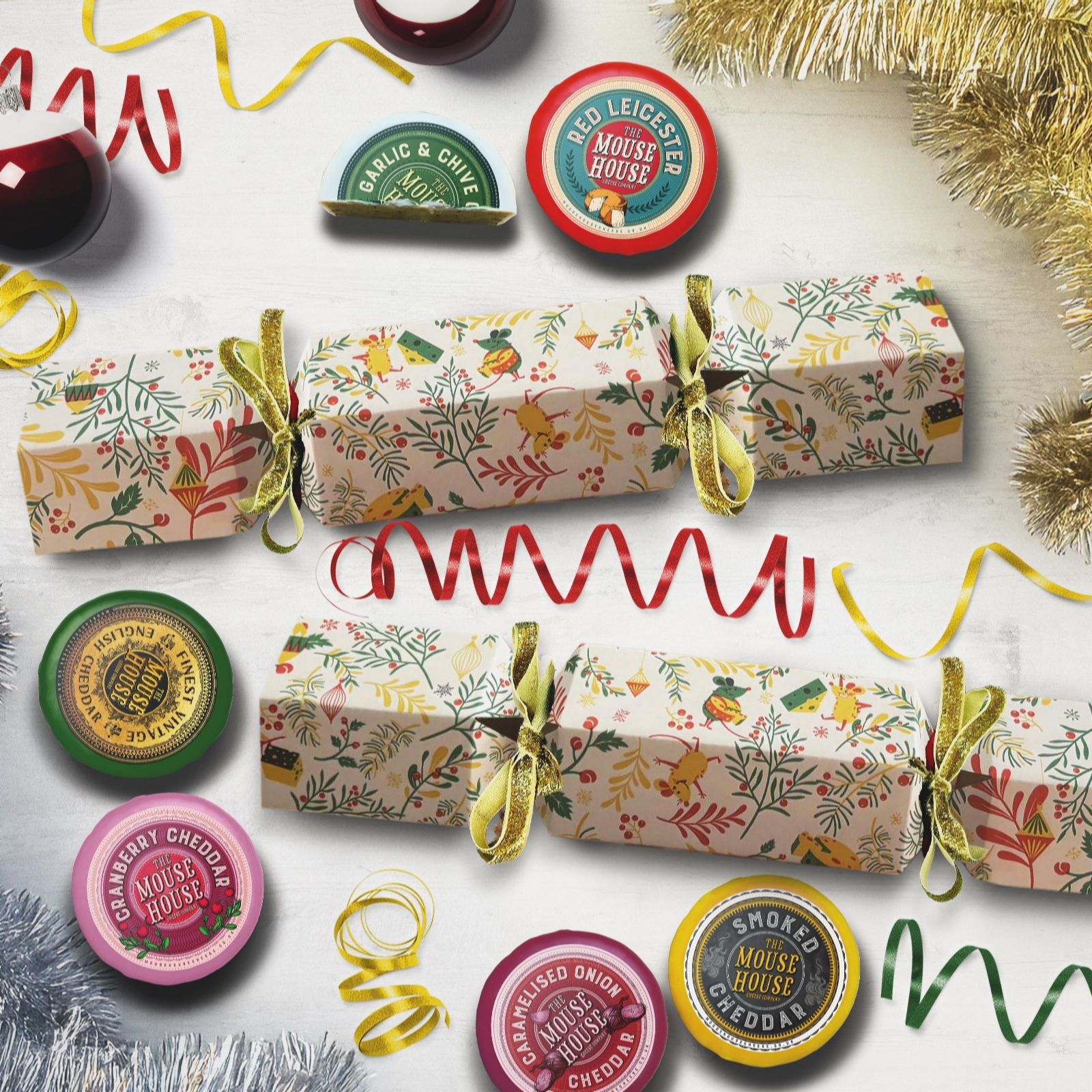 The Mouse House Set of 2 Cheese Christmas Cracker