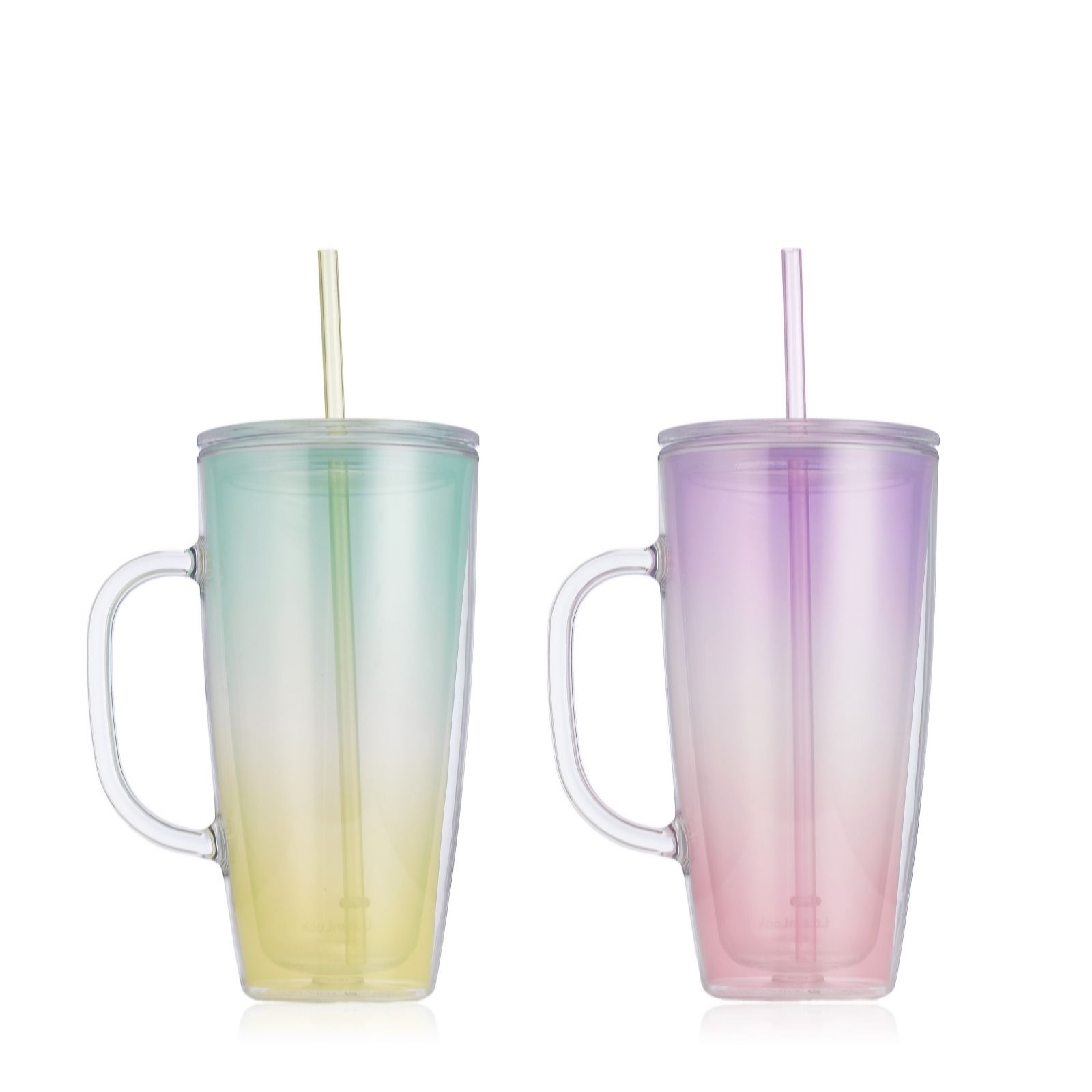 Outlet Lock & Lock Set of 2 Ombre Cups with Straw