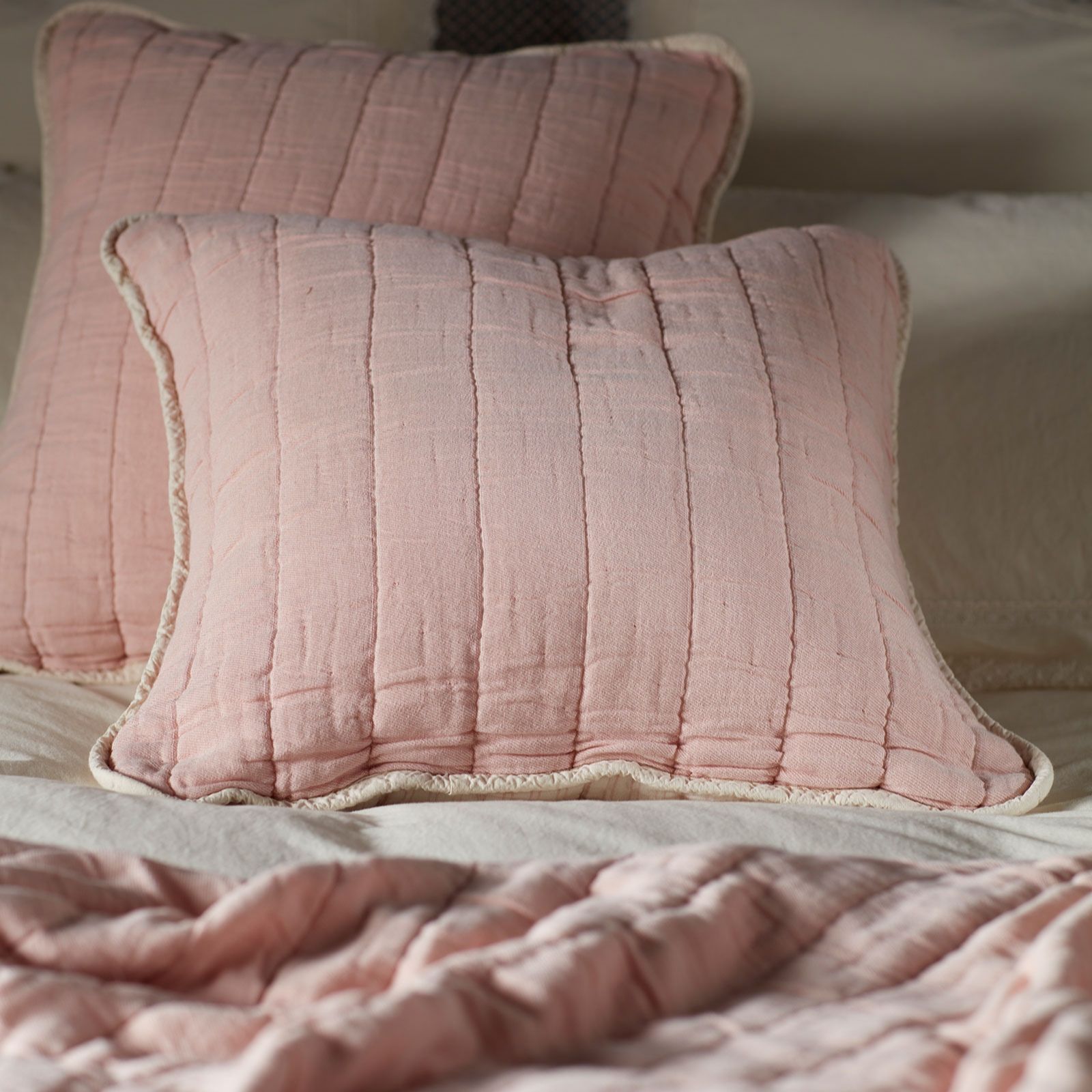 Secret Linen Store Vivienne Cotton 2 Small Square Cushion Cover