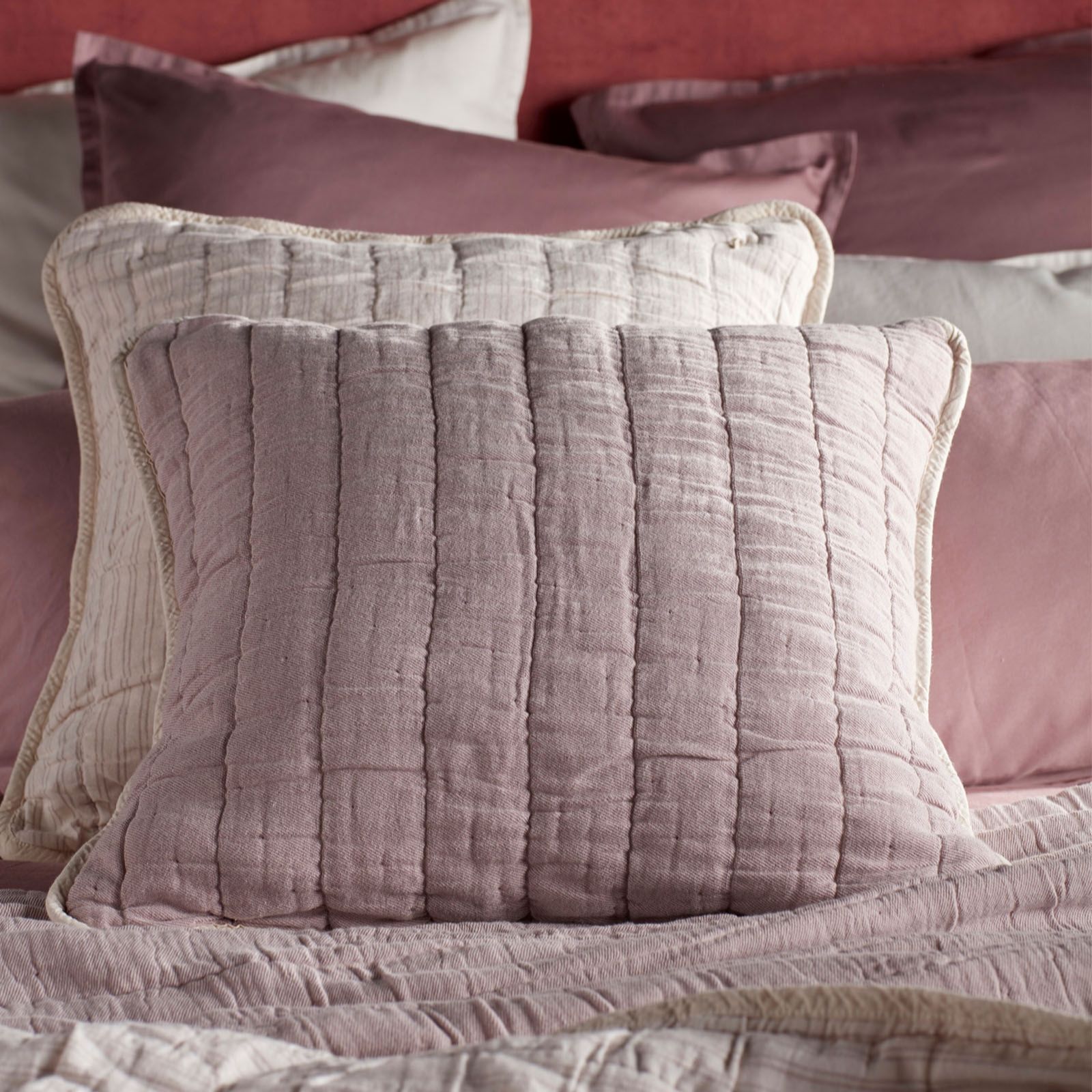 Secret Linen Store Vivienne Cotton 2 Small Square Cushion Cover