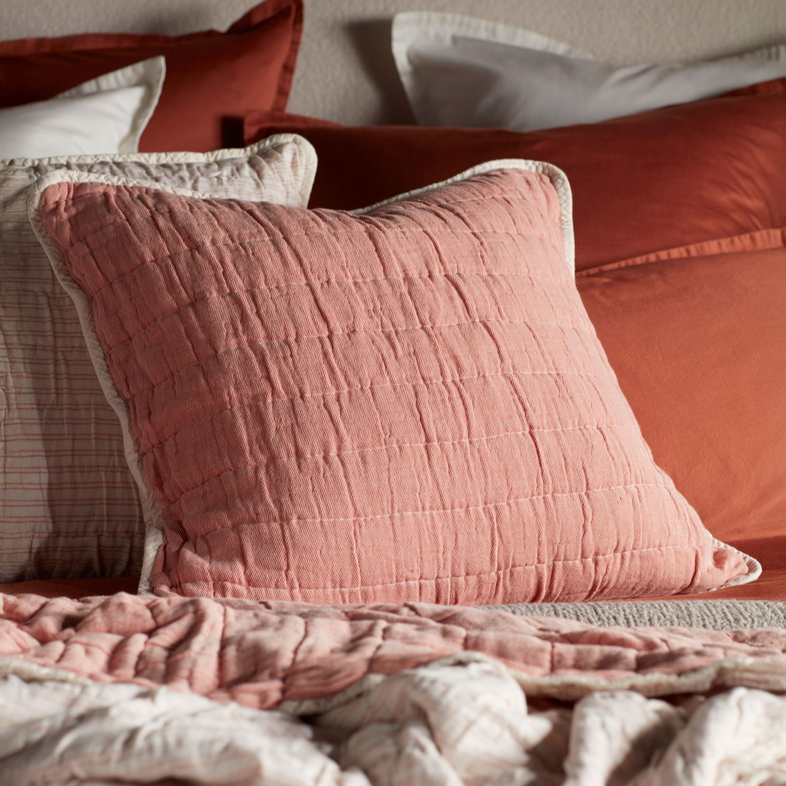 Secret Linen Store Vivienne Cotton 2 Small Square Cushion Cover