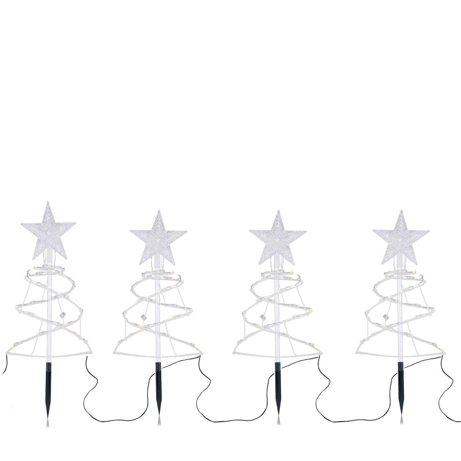 Home Stories Set of 4 Indoor Outdoor Pre Lit Star Spiral Pathfinders