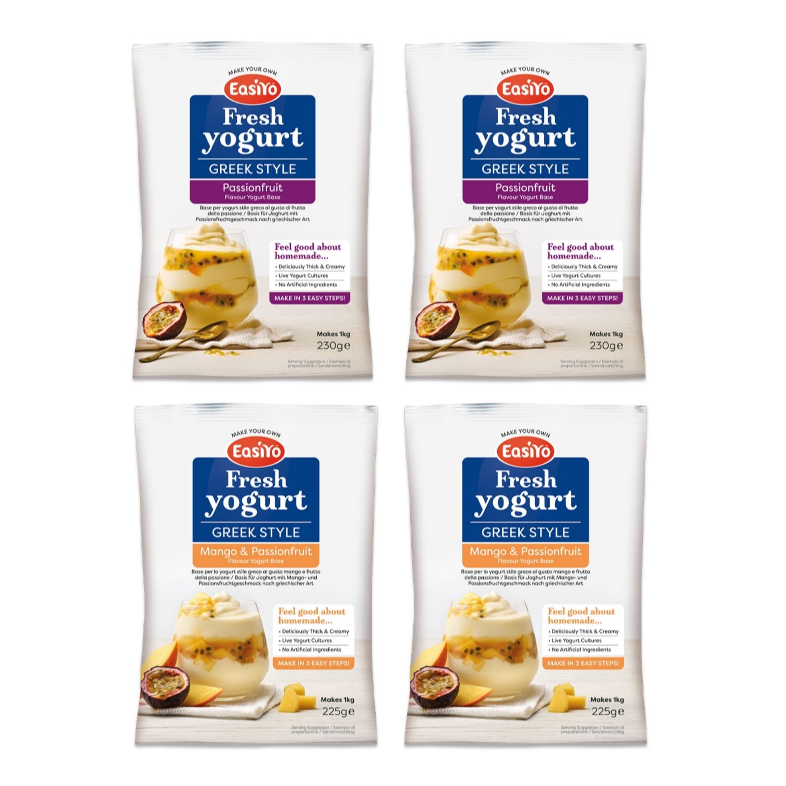 EasiYo Set of 4 Greek-Style Passionfruit Yoghurt Selection