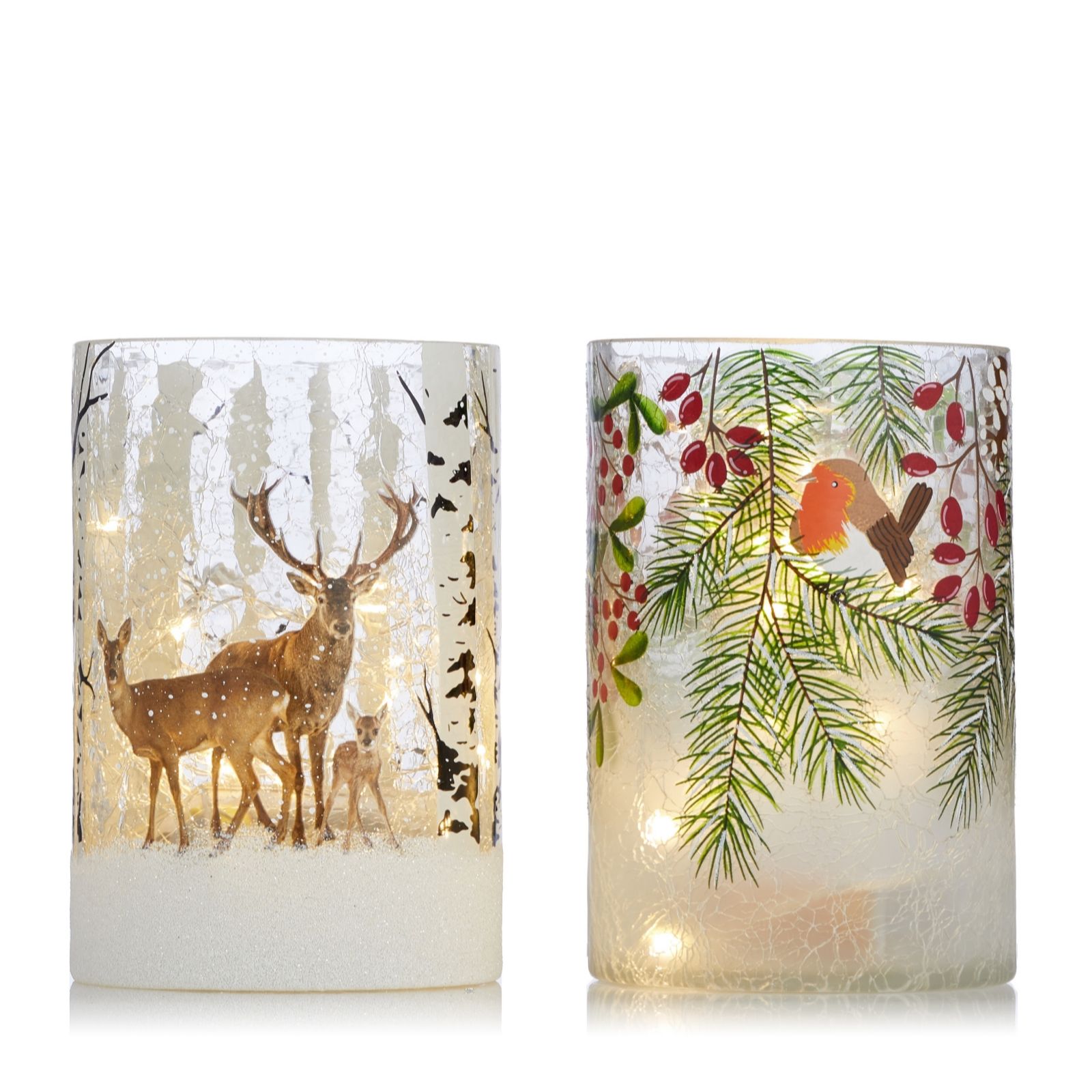 Home Stories Set of 2 15cm Pre Lit Christmas Scene Votive