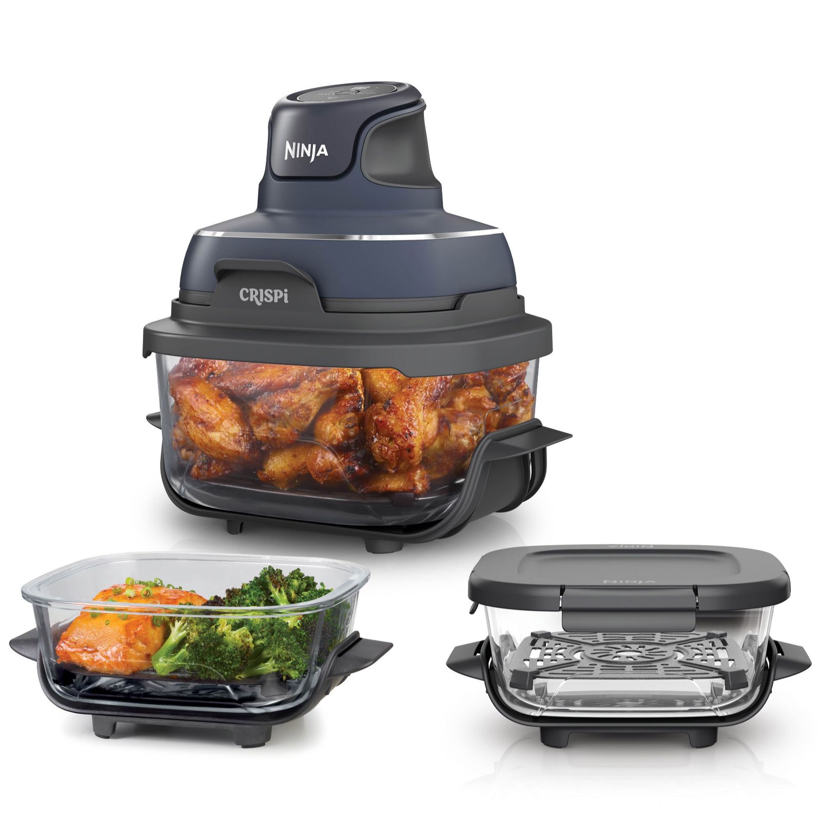 Ninja CRISPi 4-in-1 Glass Portable Air Fryer with Additional 2x 1.4L Containers