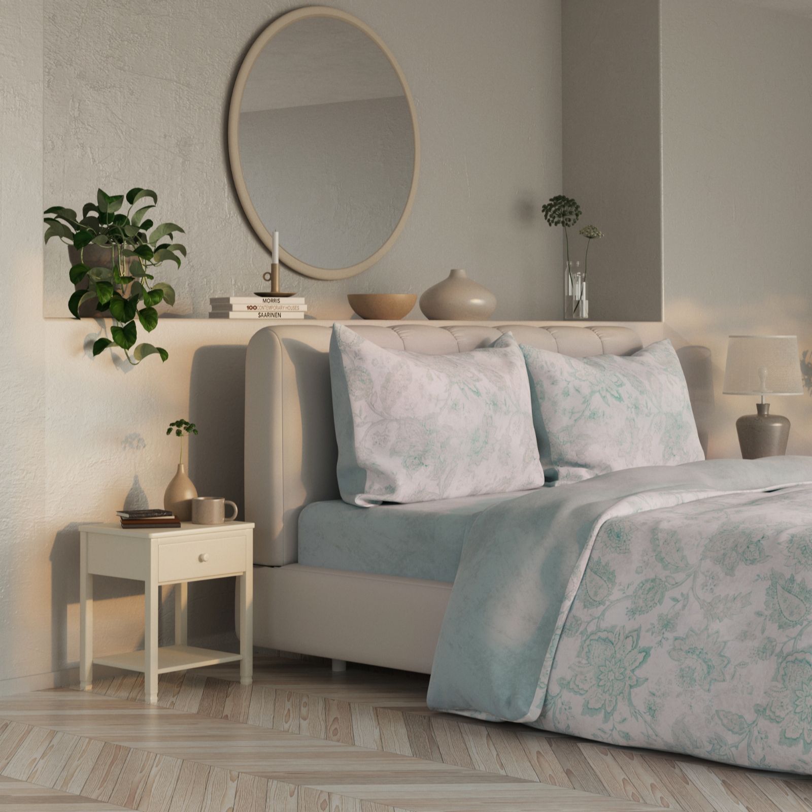 Cozee Home Velvetsoft Heritage Winter Floral 4 Piece Duvet Set